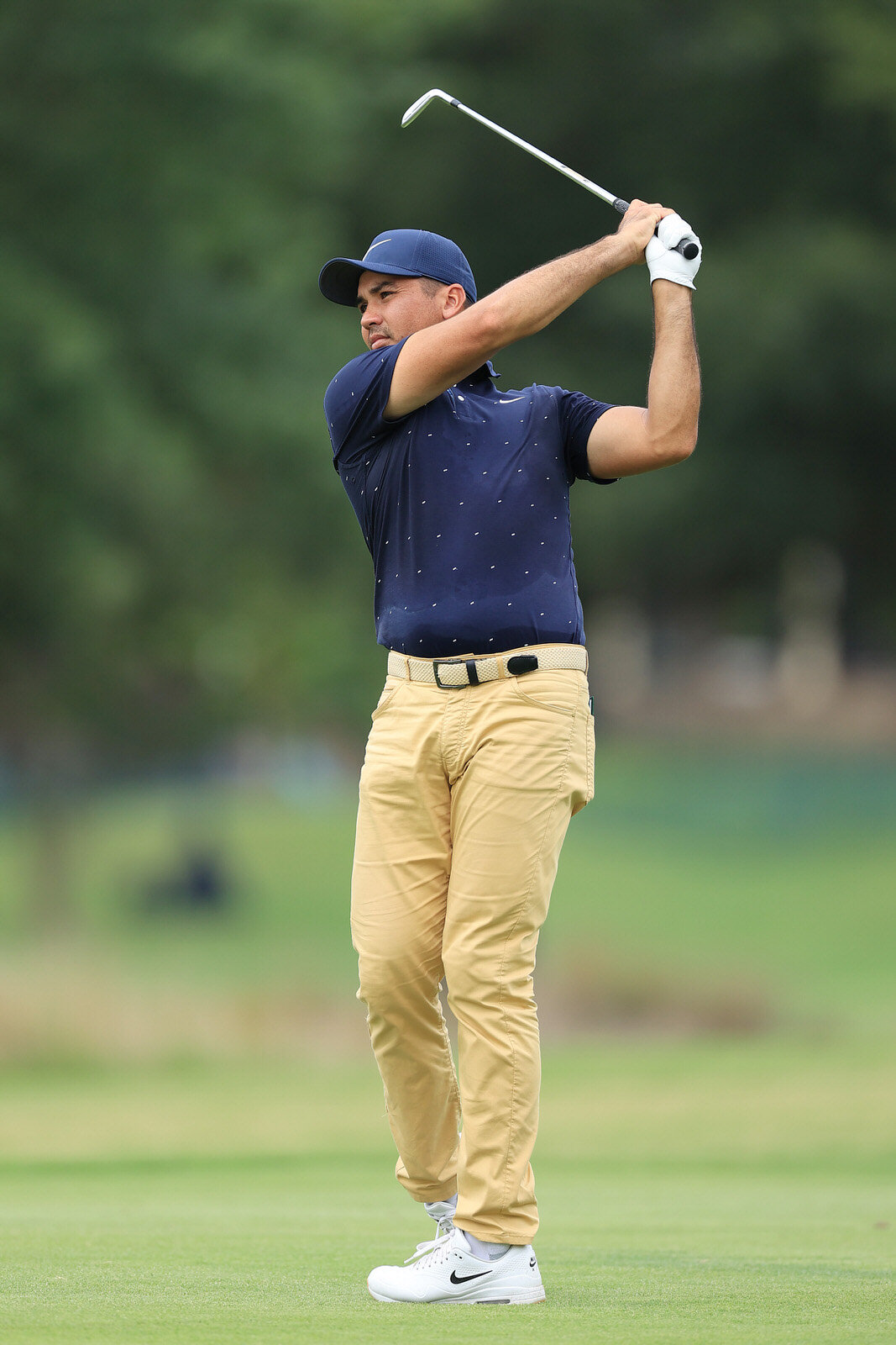  MEMPHIS, TENNESSEE - JULY 31:  Jason Day of Australia plays a shot on the 13th hole during the second round of the World Golf Championship-FedEx St Jude Invitational at TPC Southwind on July 31, 2020 in Memphis, Tennessee. (Photo by Andy Lyons/Getty