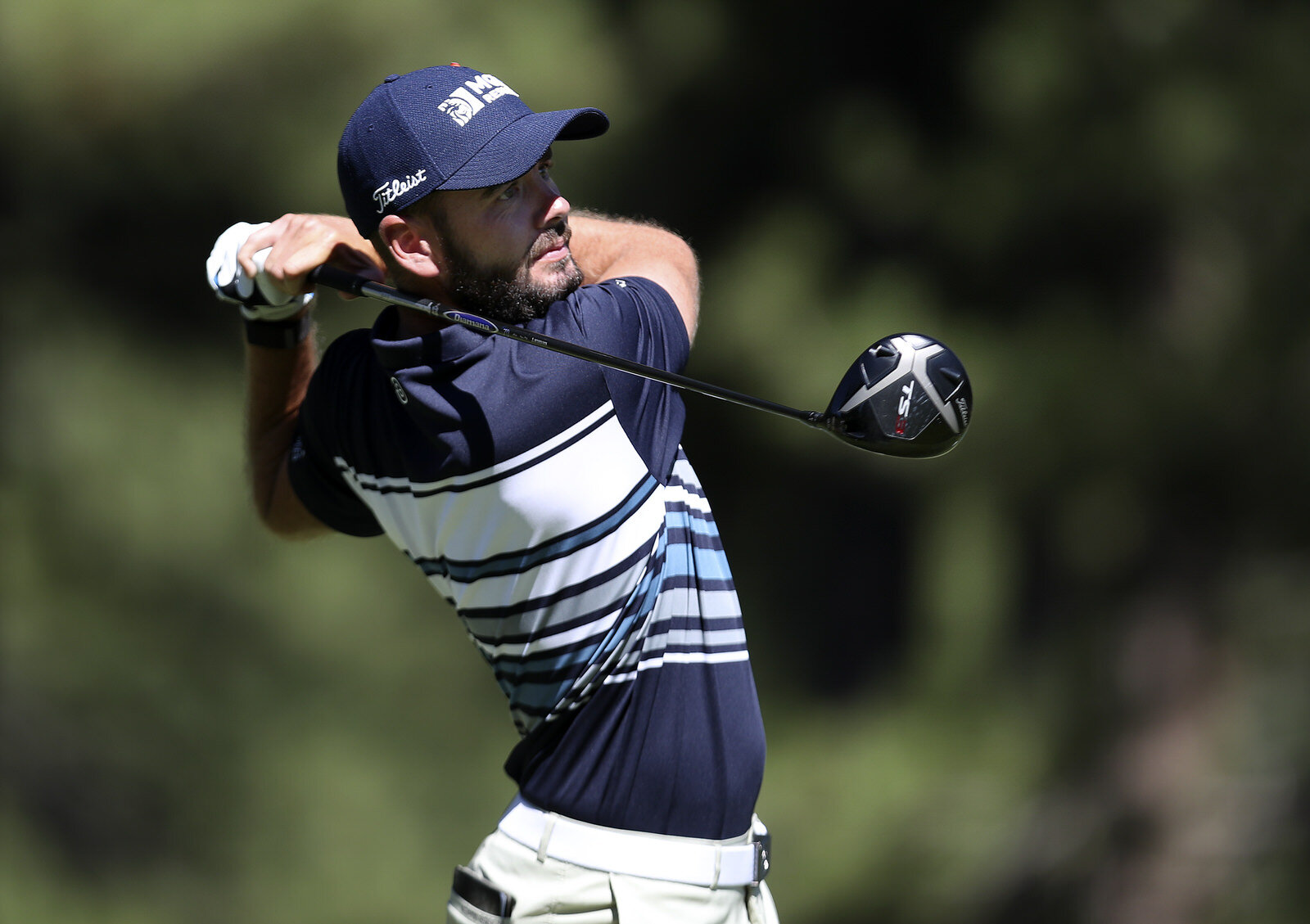  TRUCKEE, CALIFORNIA - AUGUST 01: Troy Merritt plays his shot from the sixth tee during the third round of the Barracuda Championship at Tahoe Mountain Club's Old Greenwood Golf Course on August 01, 2020 in Truckee, California. (Photo by Jed Jacobsoh