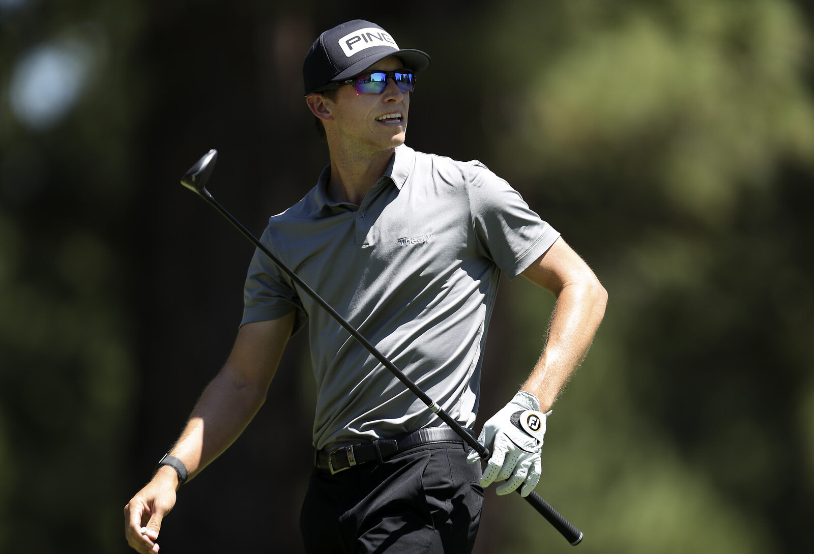  TRUCKEE, CALIFORNIA - AUGUST 01: Brandon Hagy plays his shot from the sixth tee during the third round of the Barracuda Championship at Tahoe Mountain Club's Old Greenwood Golf Course on August 01, 2020 in Truckee, California. (Photo by Jed Jacobsoh