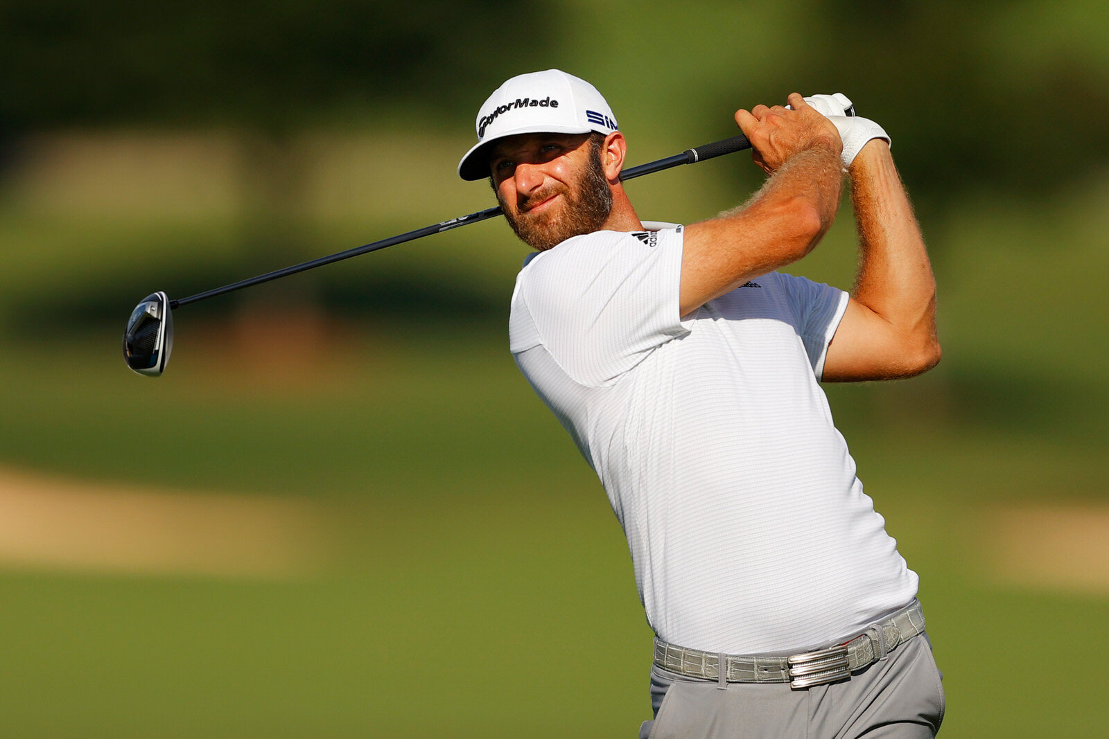  ATLANTA, GEORGIA - SEPTEMBER 05: Dustin Johnson of the United States plays his shot from the 16th tee during the second round of the TOUR Championship at East Lake Golf Club on September 05, 2020 in Atlanta, Georgia. (Photo by Kevin C. Cox/Getty Ima