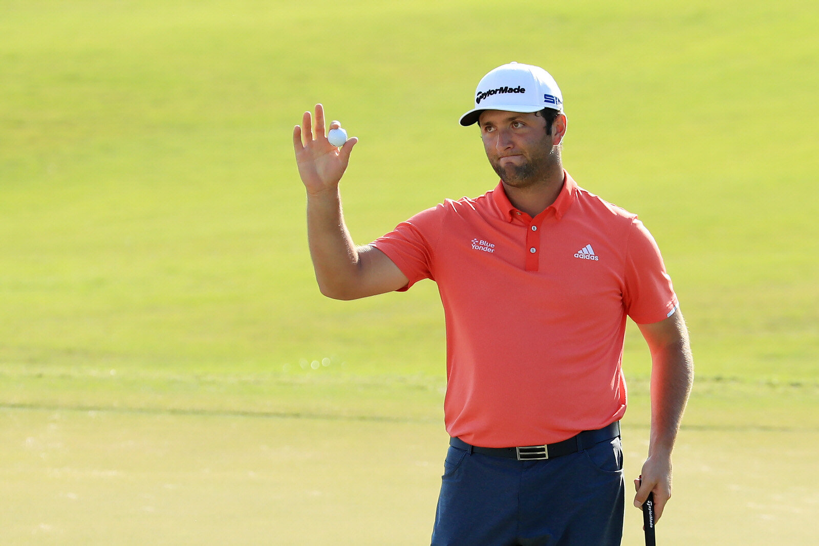  ATLANTA, GEORGIA - SEPTEMBER 07: Jon Rahm of Spain reacts on the 18th green during the final round of the TOUR Championship at East Lake Golf Club on September 07, 2020 in Atlanta, Georgia. (Photo by Sam Greenwood/Getty Images) 