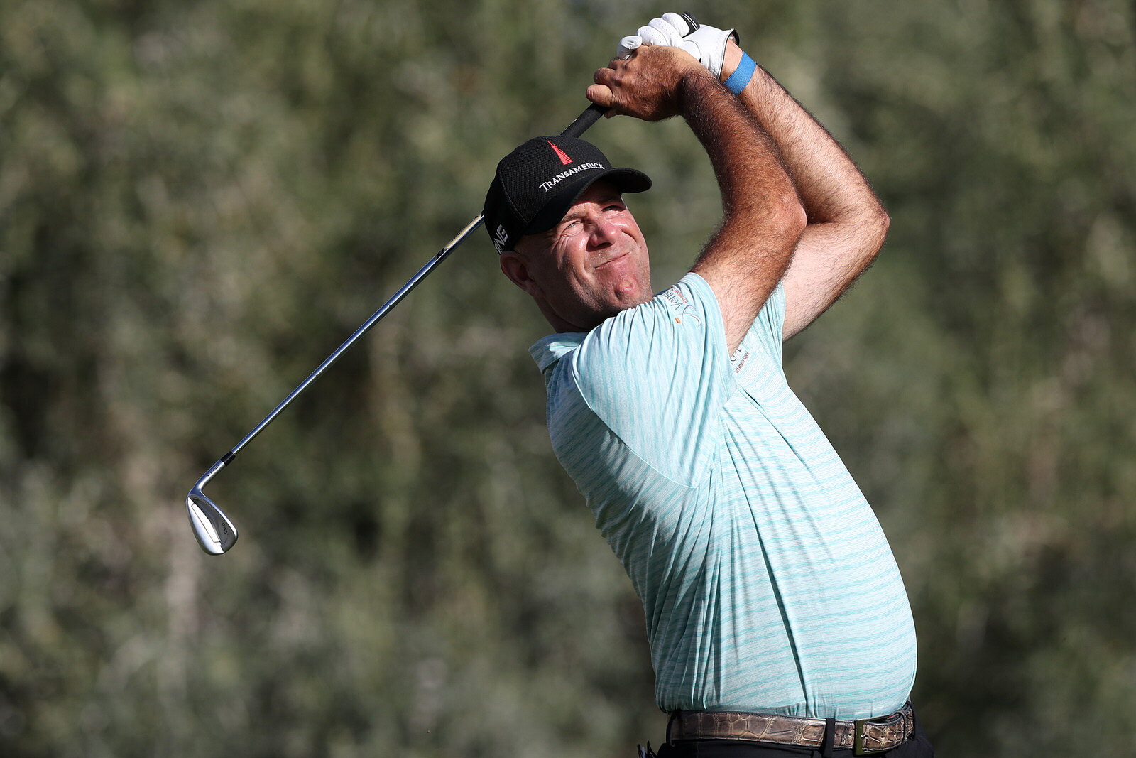  LAS VEGAS, NEVADA - OCTOBER 09: Stewart Cink hits his tee shot on the 14th hole during round two of the Shriners Hospitals For Children Open at TPC Summerlin on October 09, 2020 in Las Vegas, Nevada. (Photo by Matthew Stockman/Getty Images) 