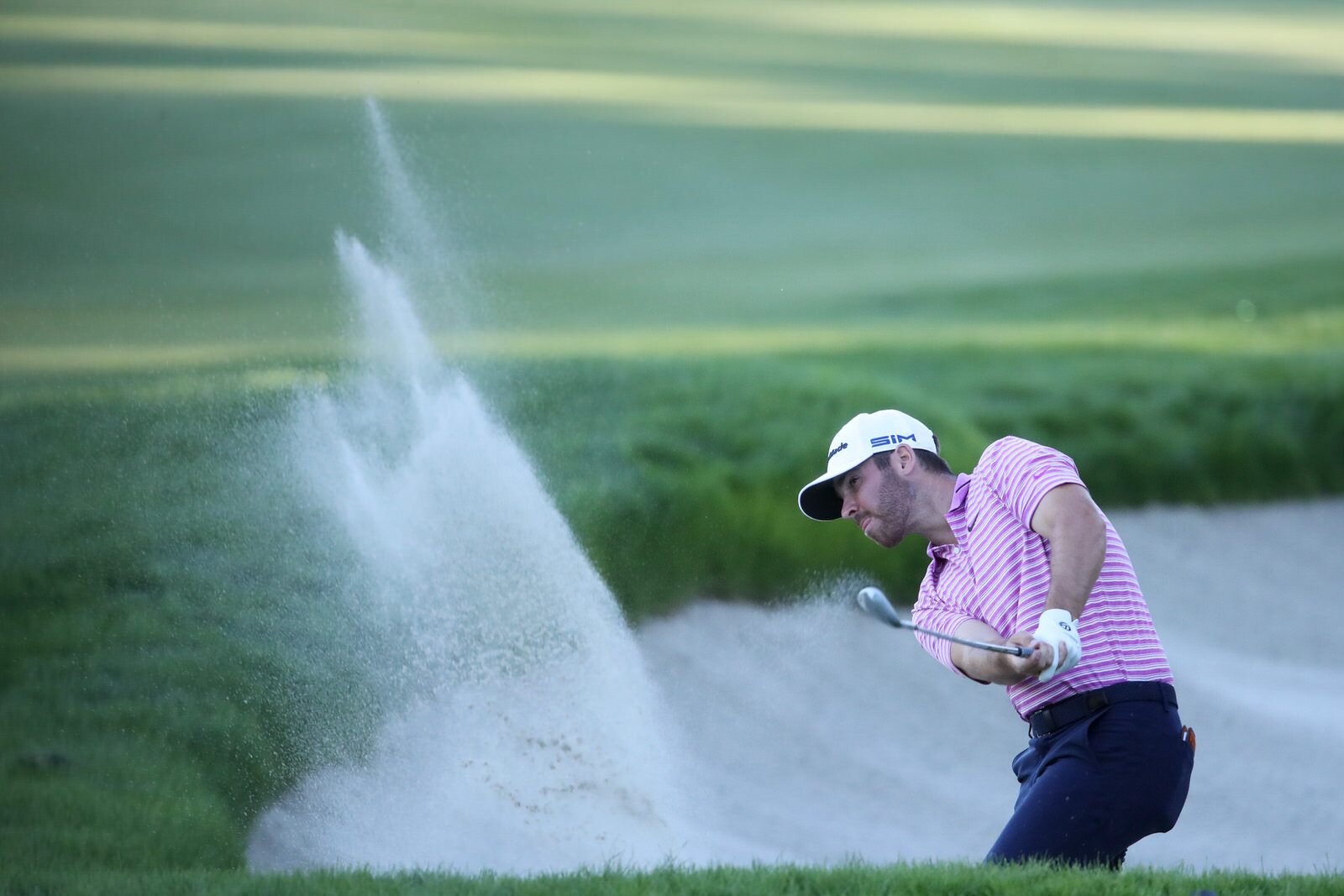  LAS VEGAS, NEVADA - OCTOBER 16: Matthew Wolff of the United States plays a shot from a bunker during the second round of the CJ Cup @ Shadow Creek on October 16, 2020 in Las Vegas, Nevada. (Photo by Christian Petersen/Getty Images) 