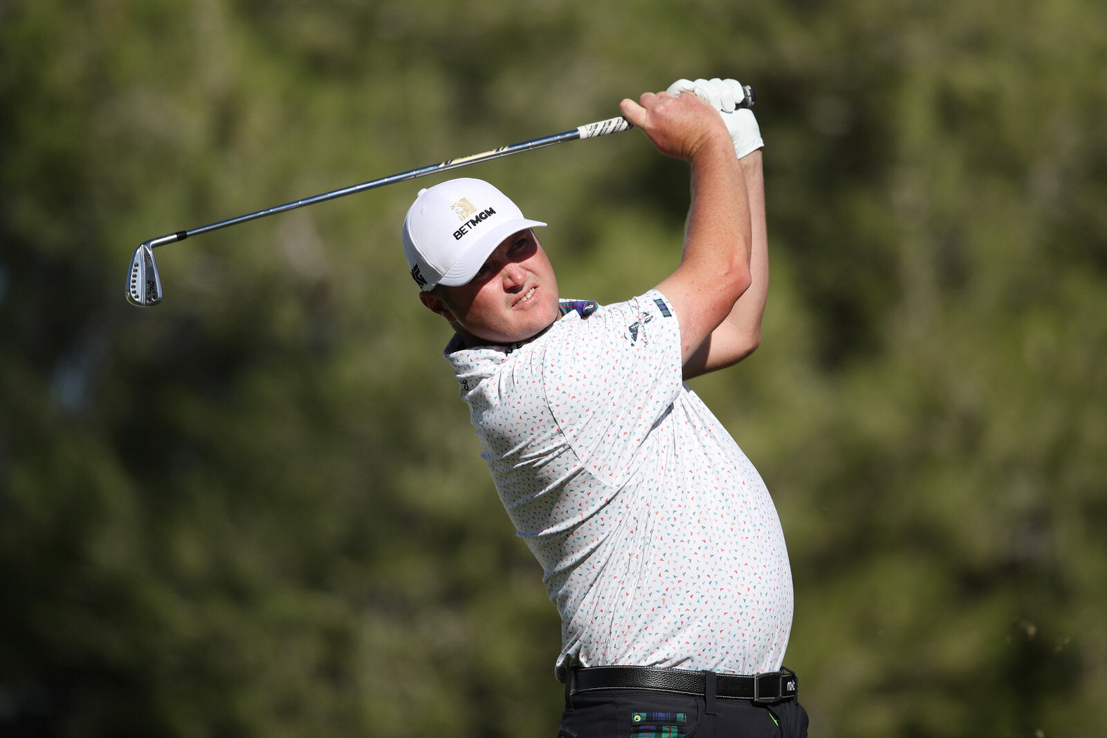  LAS VEGAS, NEVADA - OCTOBER 17: Jason Kokrak of the United States plays his shot from the 13th tee during the third round of The CJ Cup @ Shadow Creek on October 17, 2020 in Las Vegas, Nevada. (Photo by Christian Petersen/Getty Images) 