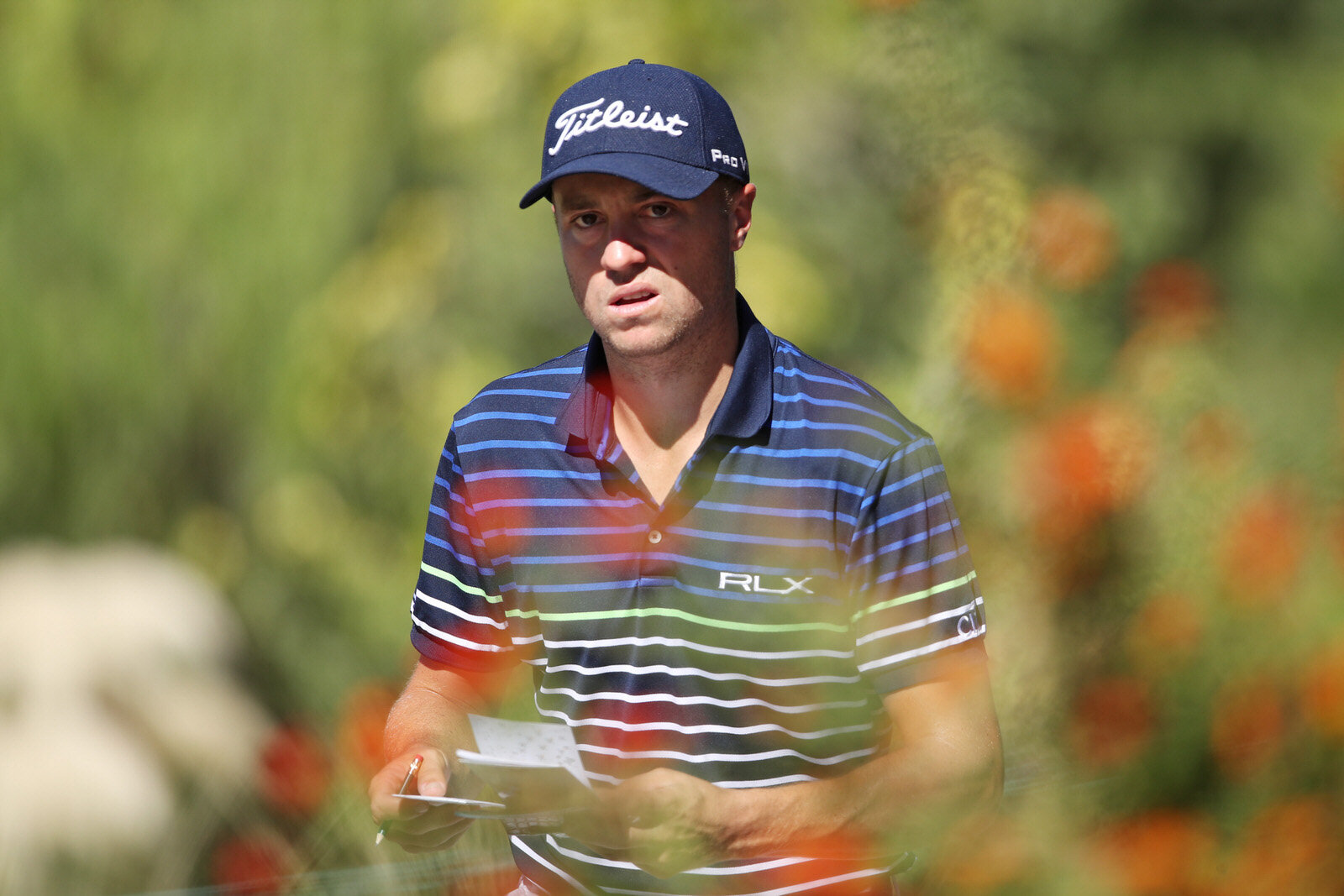  LAS VEGAS, NEVADA - OCTOBER 17: Justin Thomas of the United States looks on during the third round of The CJ Cup @ Shadow Creek on October 17, 2020 in Las Vegas, Nevada. (Photo by Christian Petersen/Getty Images) 