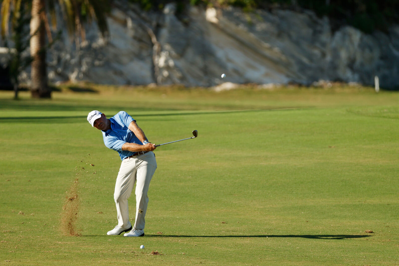  SOUTHAMPTON, BERMUDA - OCTOBER 29: Ryan Armour of the United States plays a shot on the fifth hole during the first round of the Bermuda Championship at Port Royal Golf Course on October 29, 2020 in Southampton, Bermuda. (Photo by Gregory Shamus/Get
