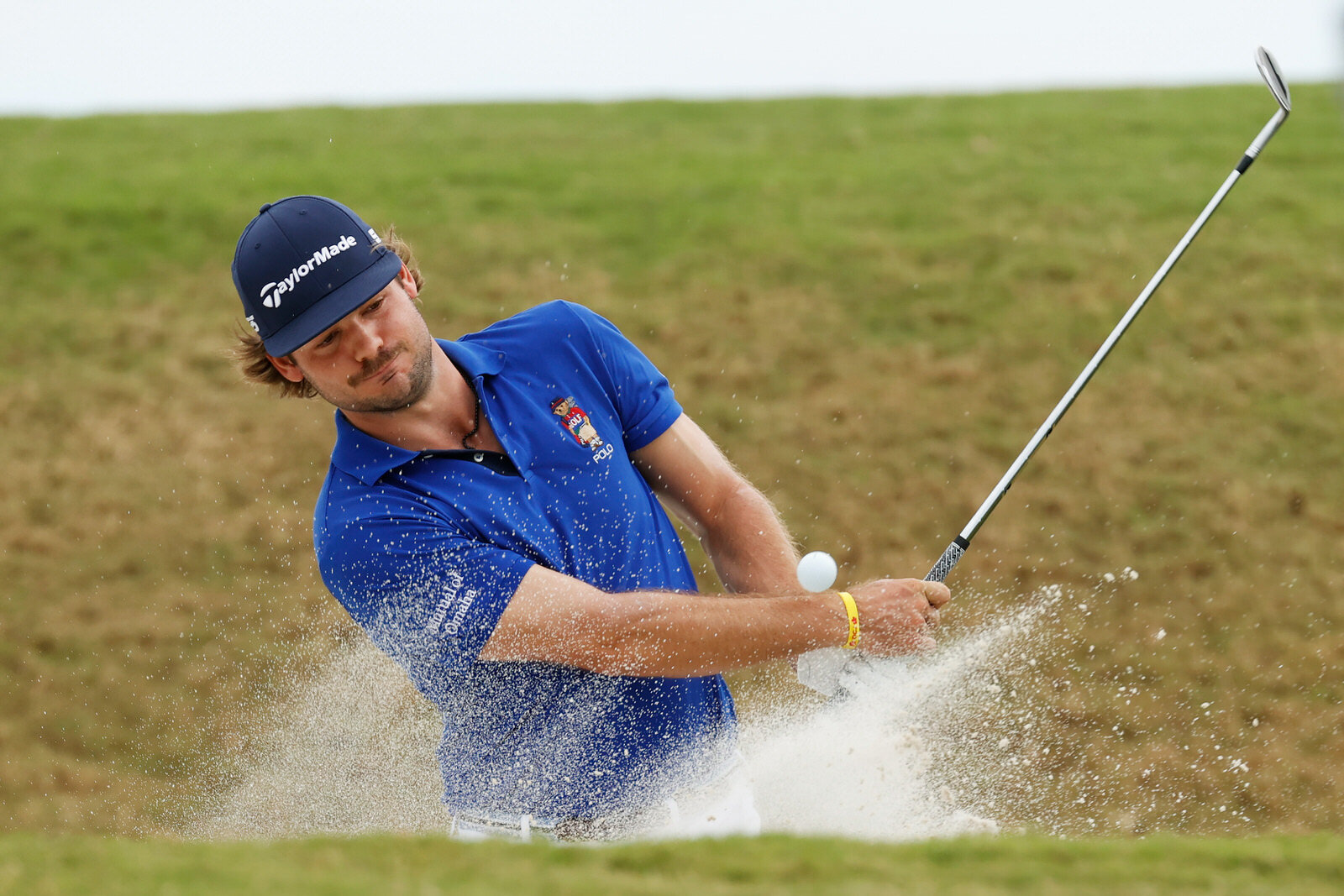  SOUTHAMPTON, BERMUDA - OCTOBER 29: Doc Redman of the United States plays a shot from a bunker on the ninth hole during the first round of the Bermuda Championship at Port Royal Golf Course on October 29, 2020 in Southampton, Bermuda. (Photo by Grego
