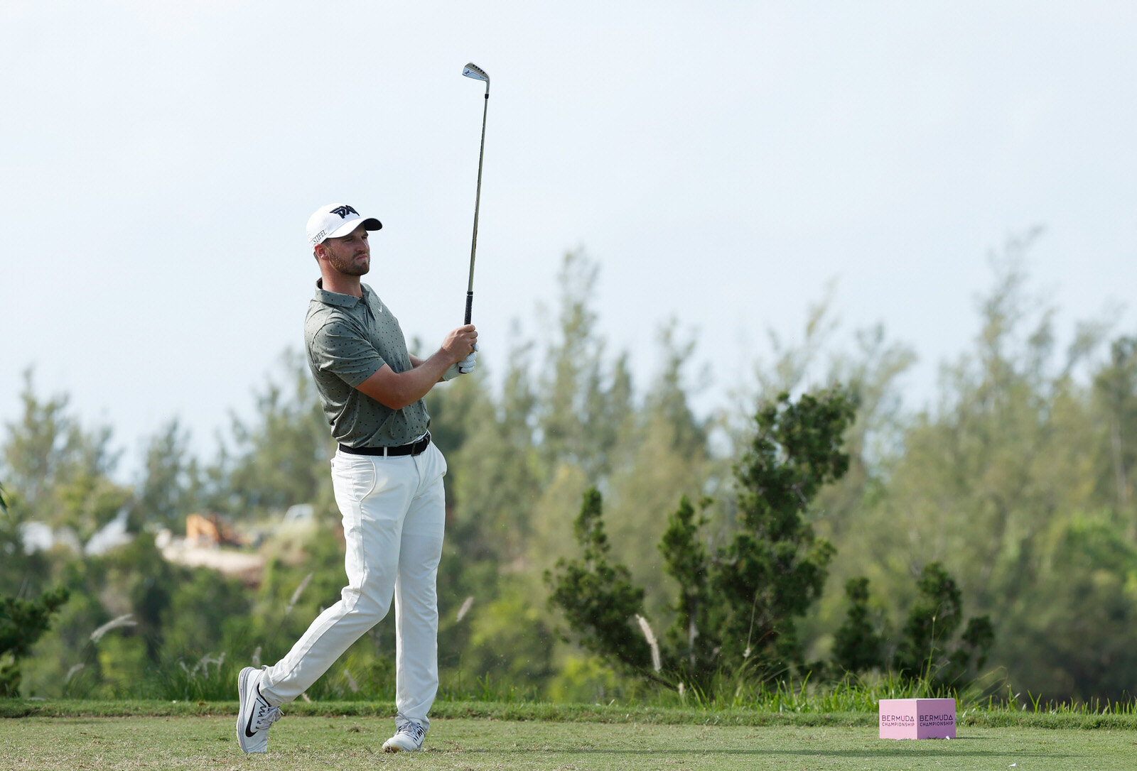  SOUTHAMPTON, BERMUDA - OCTOBER 30: Wyndham Clark of the United States plays his shot from the first tee during the second round of the Bermuda Championship at Port Royal Golf Course on October 30, 2020 in Southampton, Bermuda. (Photo by Gregory Sham