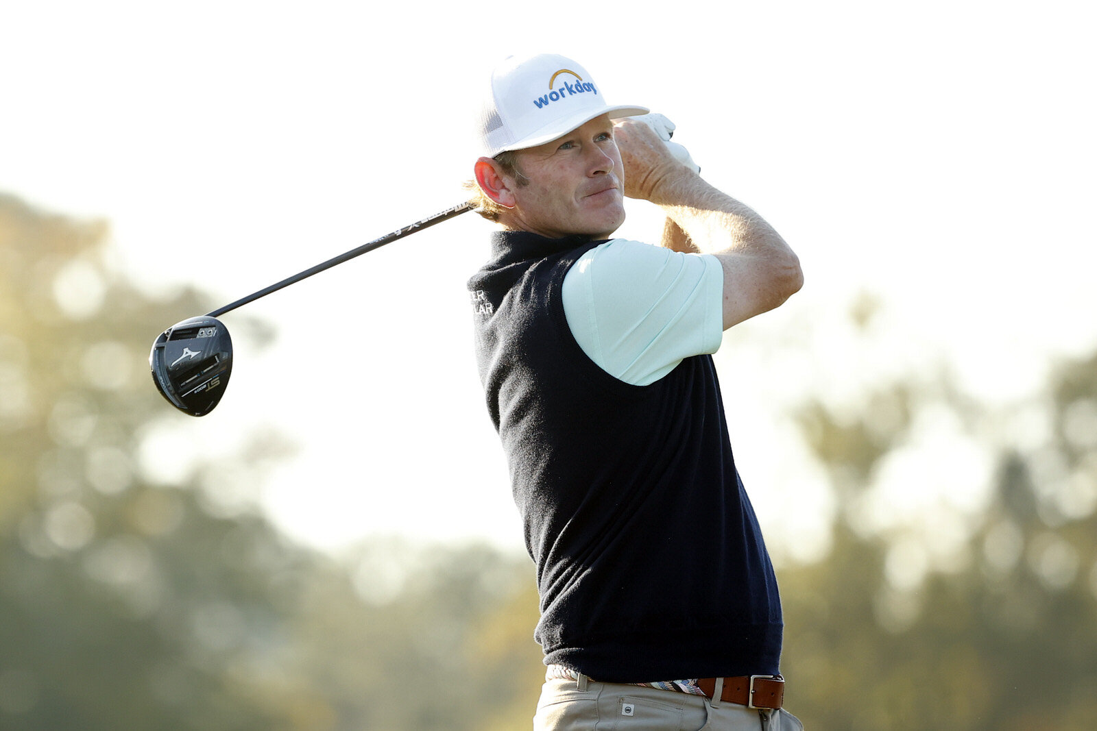  HOUSTON, TEXAS - NOVEMBER 06: Brandt Snedeker of the United States plays his shot from the 10th tee during the second round of the Houston Open at Memorial Park Golf Course on November 06, 2020 in Houston, Texas. (Photo by Maddie Meyer/Getty Images)