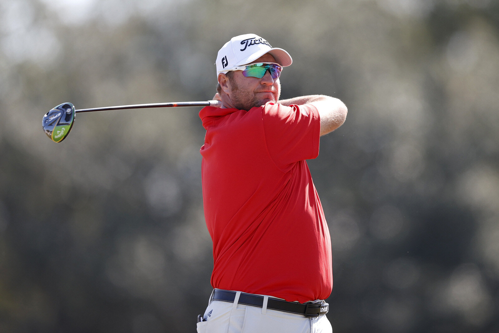  HOUSTON, TEXAS - NOVEMBER 07: Dawie van der Walt of South Africa plays his shot from the 10th tee during the third round of the Houston Open at Memorial Park Golf Course on November 07, 2020 in Houston, Texas. (Photo by Carmen Mandato/Getty Images) 