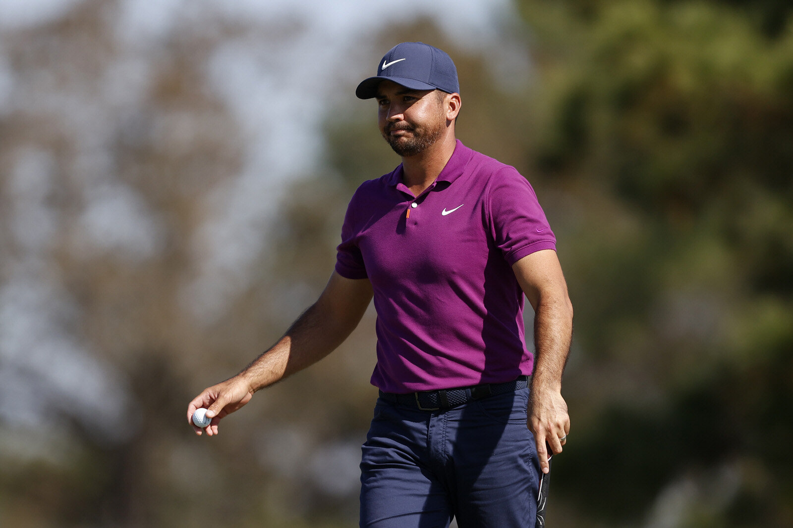  HOUSTON, TEXAS - NOVEMBER 07: Jason Day of Australia reacts on the third green during the third round of the Houston Open at Memorial Park Golf Course on November 07, 2020 in Houston, Texas. (Photo by Carmen Mandato/Getty Images) 