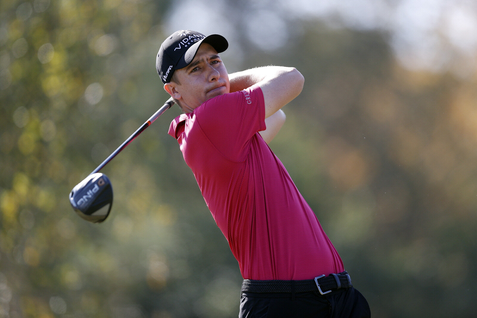  HOUSTON, TEXAS - NOVEMBER 07: Carlos Ortiz of Mexico plays his shot from the third tee during the third round of the Houston Open at Memorial Park Golf Course on November 07, 2020 in Houston, Texas. (Photo by Carmen Mandato/Getty Images) 