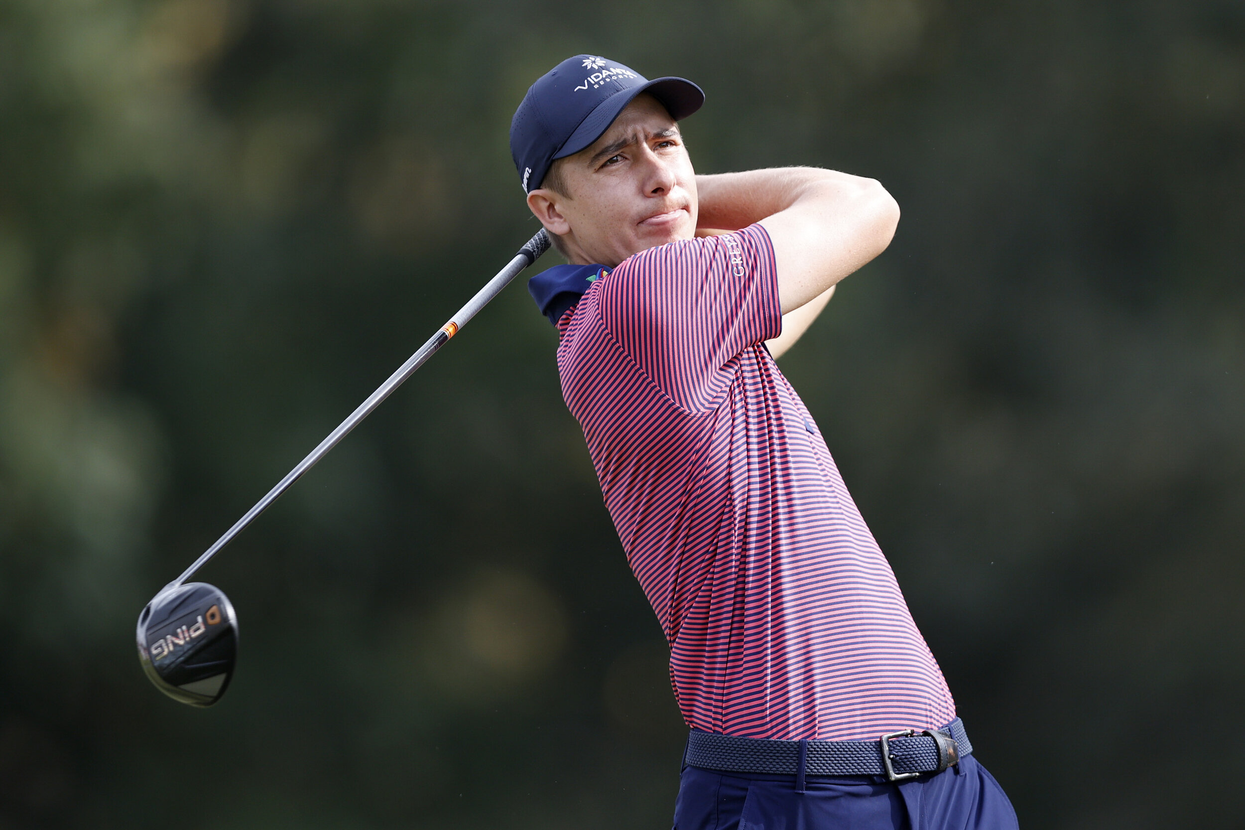  HOUSTON, TEXAS - NOVEMBER 08: Carlos Ortiz of Mexico plays his shot from the first tee during the final round of the Houston Open at Memorial Park Golf Course on November 08, 2020 in Houston, Texas. (Photo by Carmen Mandato/Getty Images) 