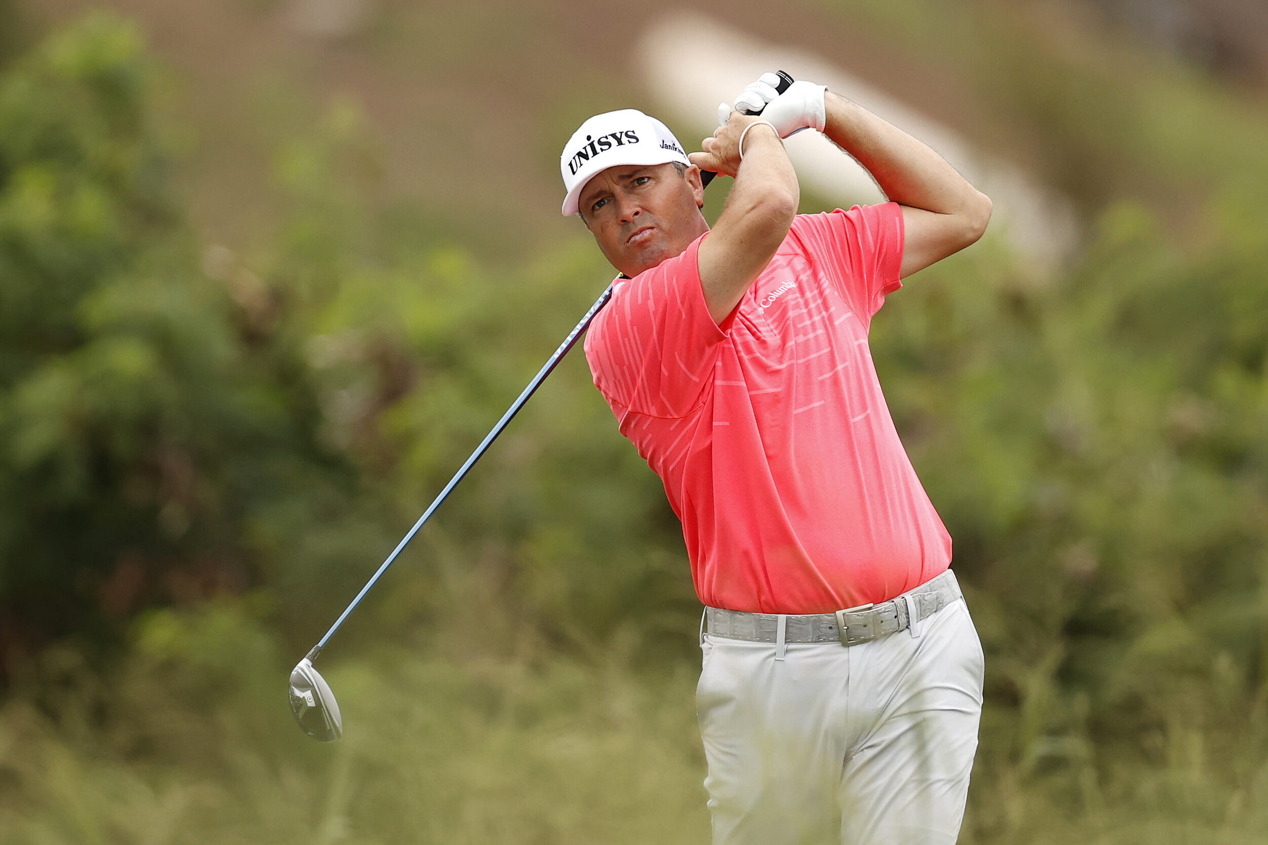  KAPALUA, HAWAII - JANUARY 08: Ryan Palmer of the United States plays his shot from the 10th tee during the second round of the Sentry Tournament Of Champions at the Kapalua Plantation Course on January 08, 2021 in Kapalua, Hawaii. (Photo by Cliff Ha