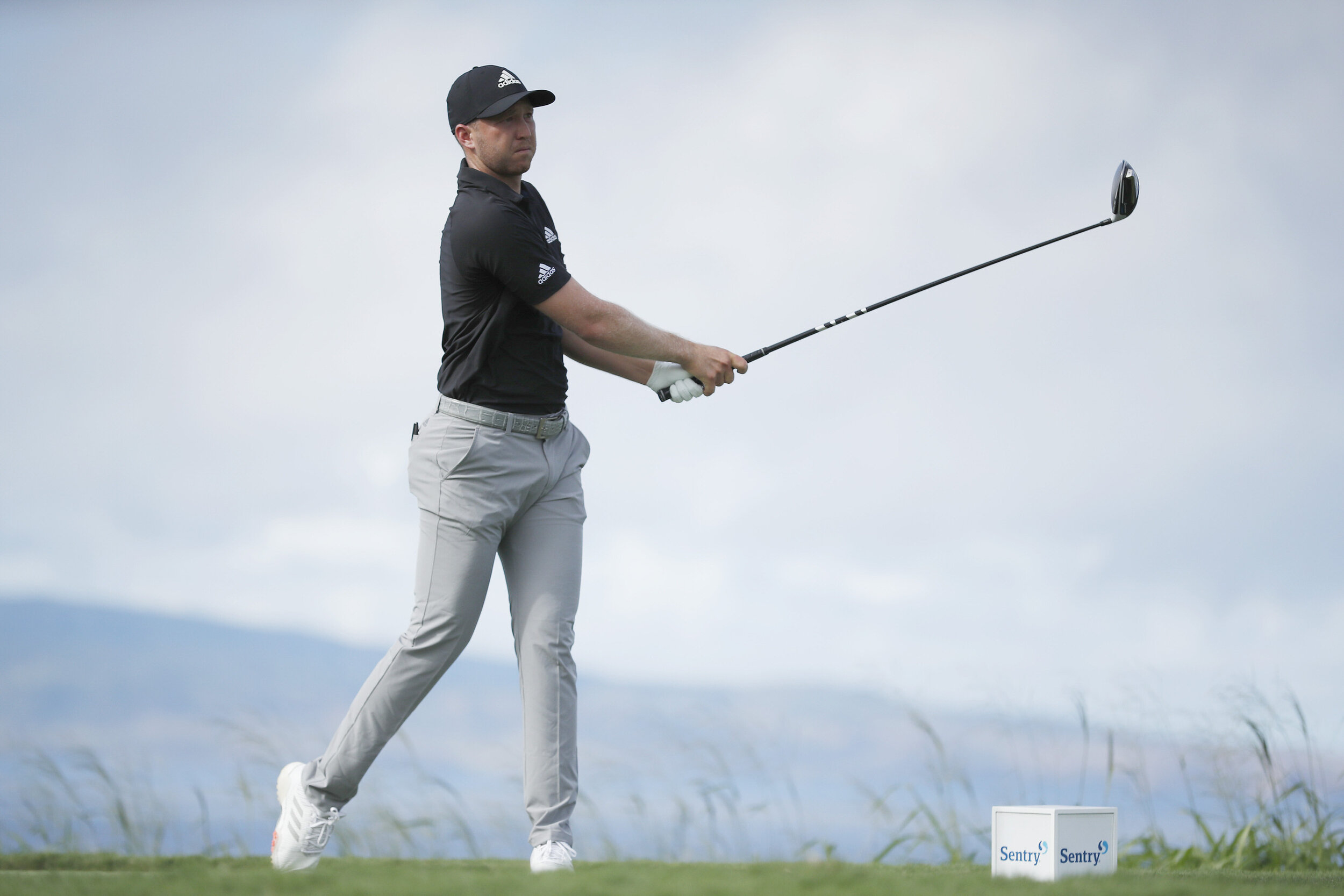  KAPALUA, HAWAII - JANUARY 09: Daniel Berger of the United States plays his shot from the 13th tee during the third round of the Sentry Tournament Of Champions at the Kapalua Plantation Course on January 09, 2021 in Kapalua, Hawaii. (Photo by Cliff H