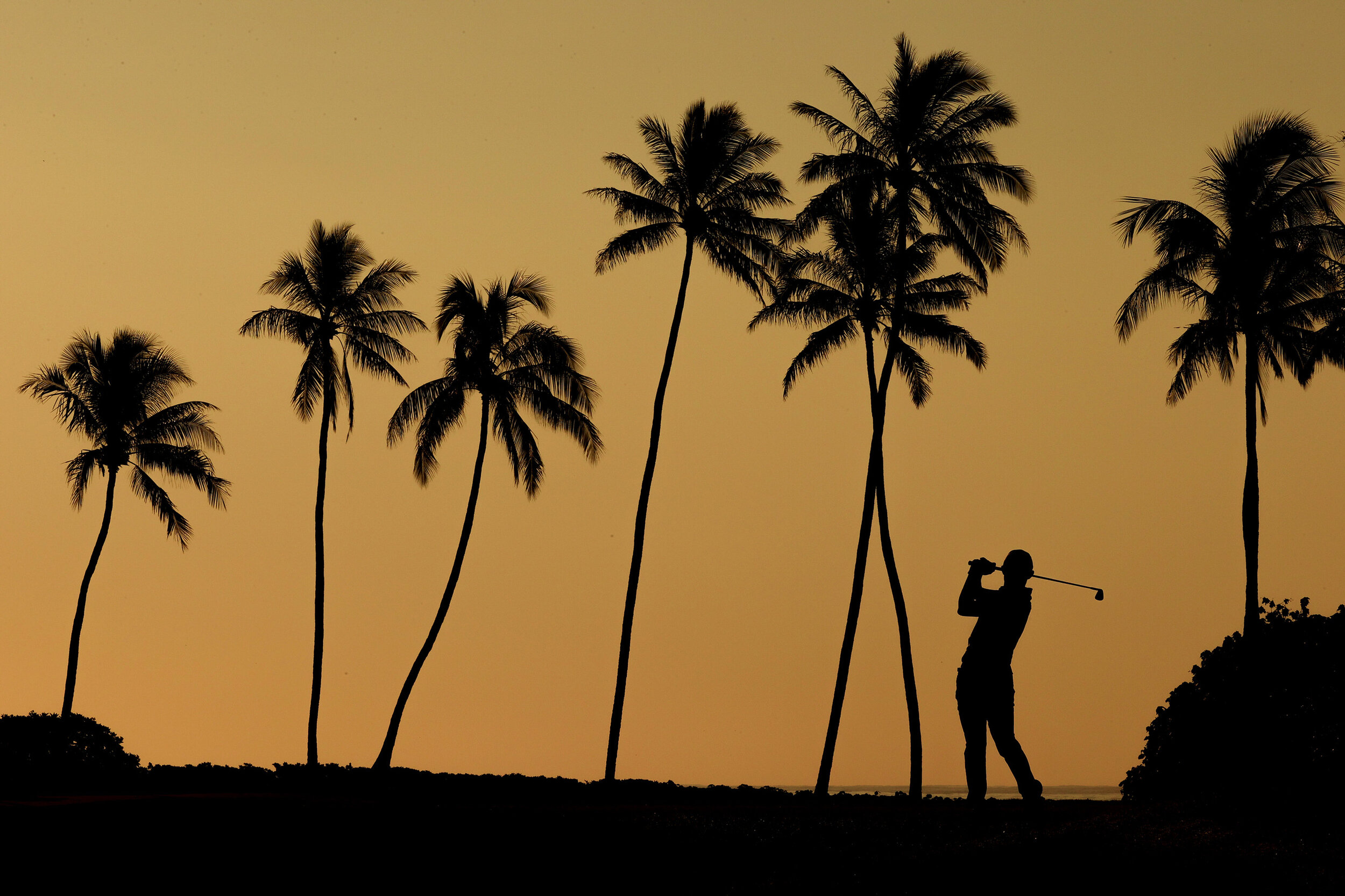  HONOLULU, HAWAII - JANUARY 15: Collin Morikawa of the United States plays his shot from the 11th tee during the second round of the Sony Open in Hawaii at the Waialae Country Club on January 15, 2021 in Honolulu, Hawaii. (Photo by Gregory Shamus/Get