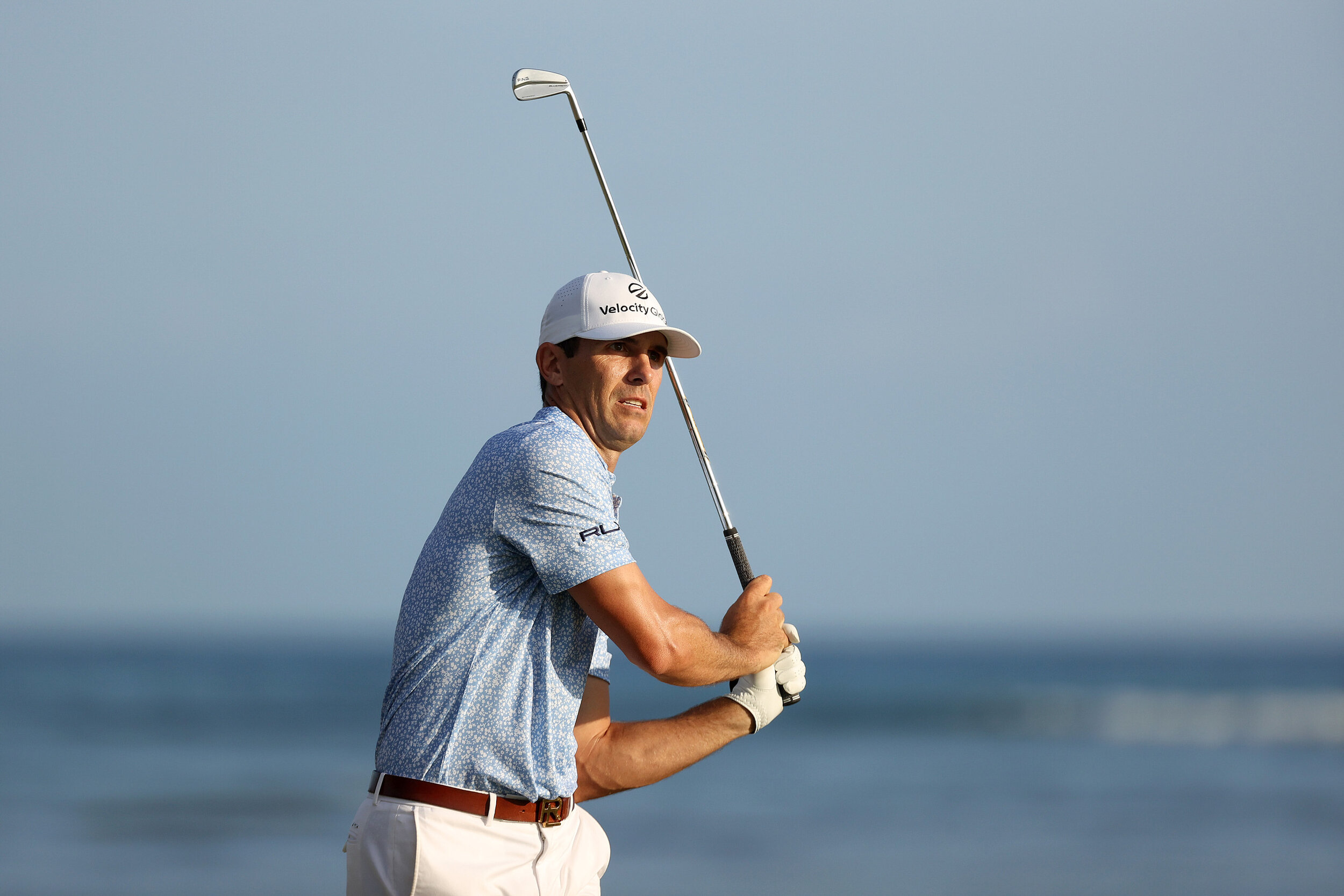  HONOLULU, HAWAII - JANUARY 15: Billy Horschel of the United States reacts after hitting his shot from the 17th tee during the second round of the Sony Open in Hawaii at the Waialae Country Club on January 15, 2021 in Honolulu, Hawaii. (Photo by Greg