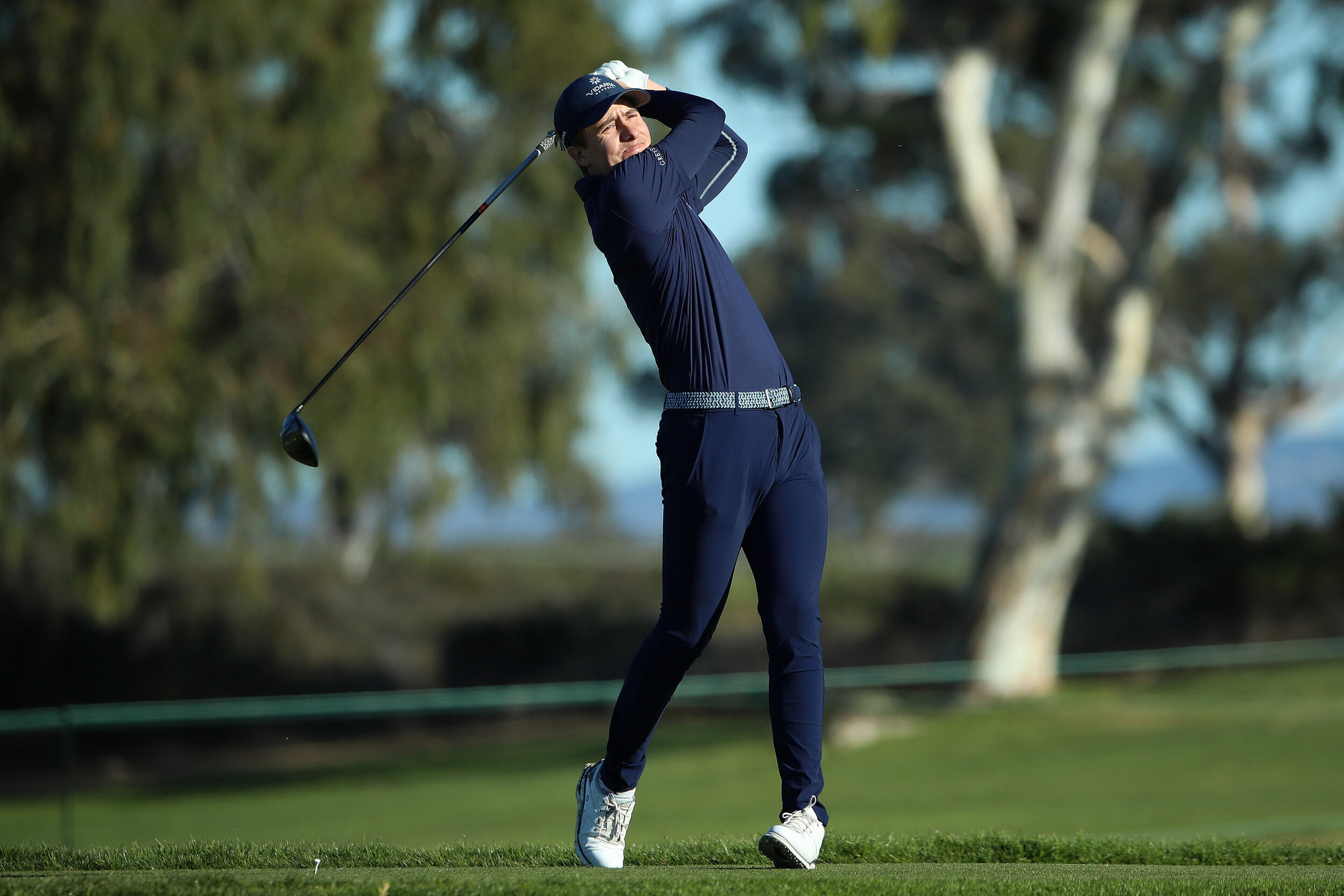  SAN DIEGO, CALIFORNIA - JANUARY 30: Carlos Ortiz hits his tee shot on the 2nd hole during round three of the Farmers Insurance Open at Torrey Pines South on January 30, 2021 in San Diego, California. (Photo by Katelyn Mulcahy/Getty Images) 