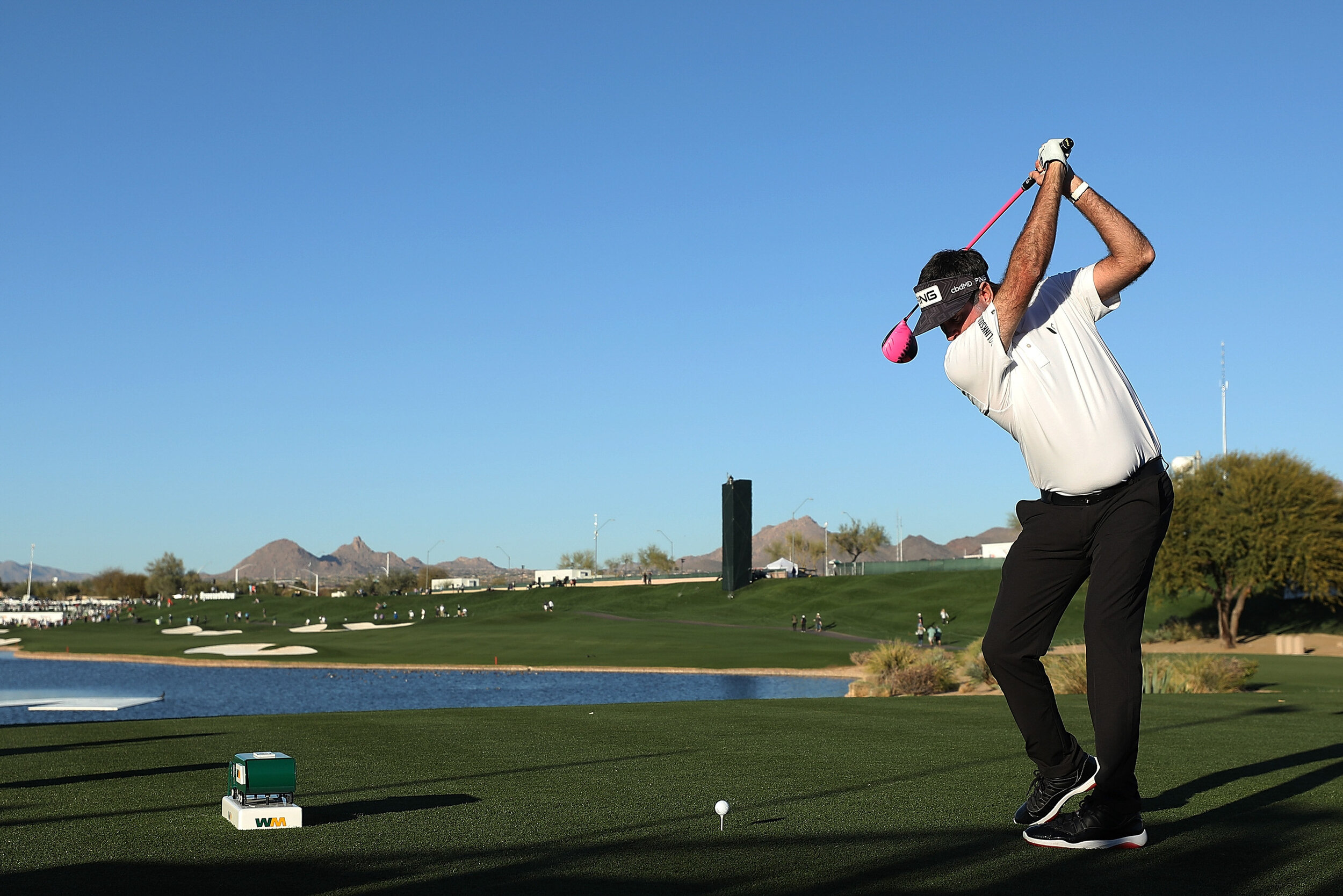  SCOTTSDALE, ARIZONA - FEBRUARY 05: Bubba Watson of the United States hits his tee shot on the 18th hole during the second round of the Waste Management Phoenix Open at TPC Scottsdale on February 05, 2021 in Scottsdale, Arizona. (Photo by Christian P