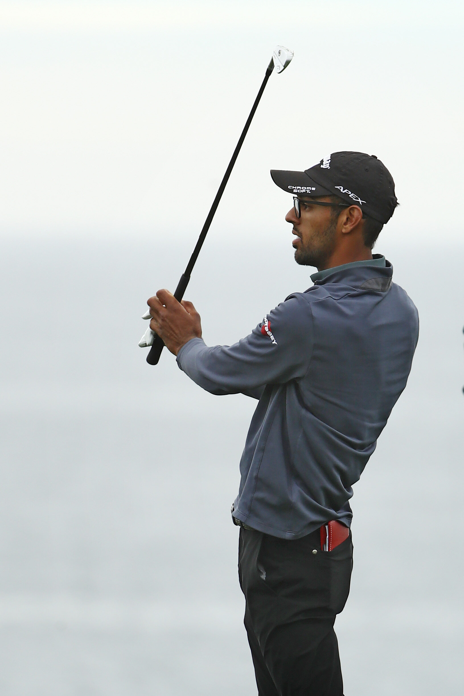 PEBBLE BEACH, CALIFORNIA - FEBRUARY 11: Akshay Bhatia of the United States plays his second shot on the ninth hole during the first round of the AT&T Pebble Beach Pro-Am at Pebble Beach Golf Links on February 11, 2021 in Pebble Beach, California. (P