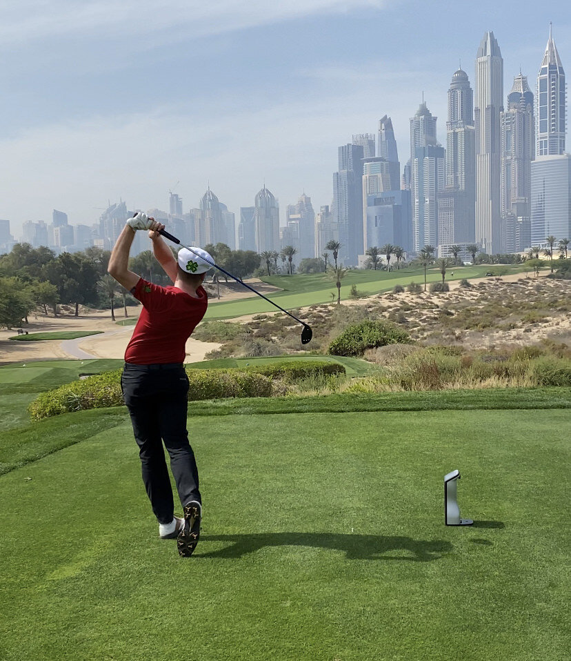 Ambitious Carey becomes brand ambassador for Darwin Escapes Team Ireland’s David Carey drives on the eighth at the Emirates Golf Club during winter practice in Dubai