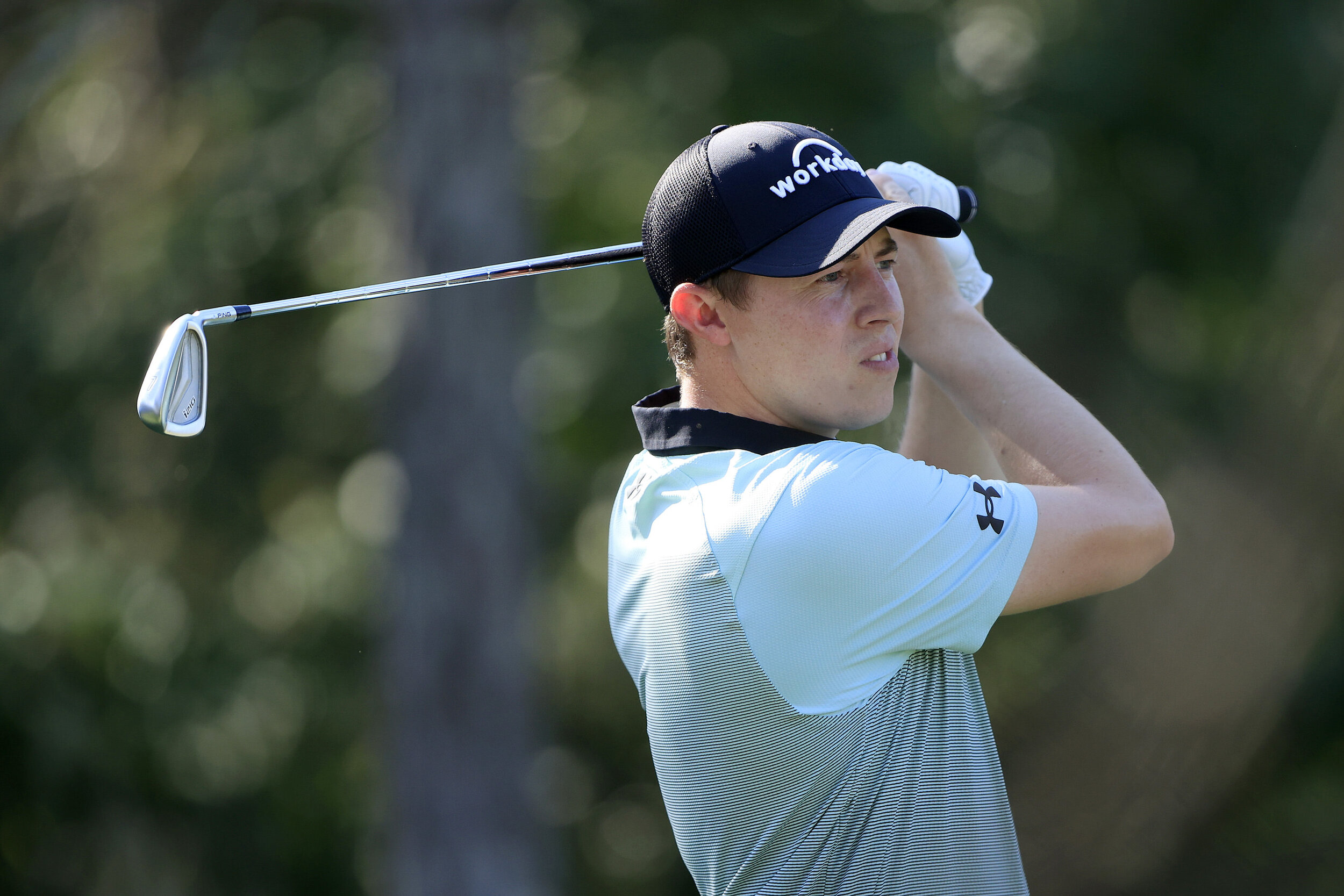  BRADENTON, FLORIDA - FEBRUARY 25: Matt Fitzpatrick of England plays a shot on the sixth tee during the first round of World Golf Championships-Workday Championship at The Concession on February 25, 2021 in Bradenton, Florida. (Photo by Sam Greenwood