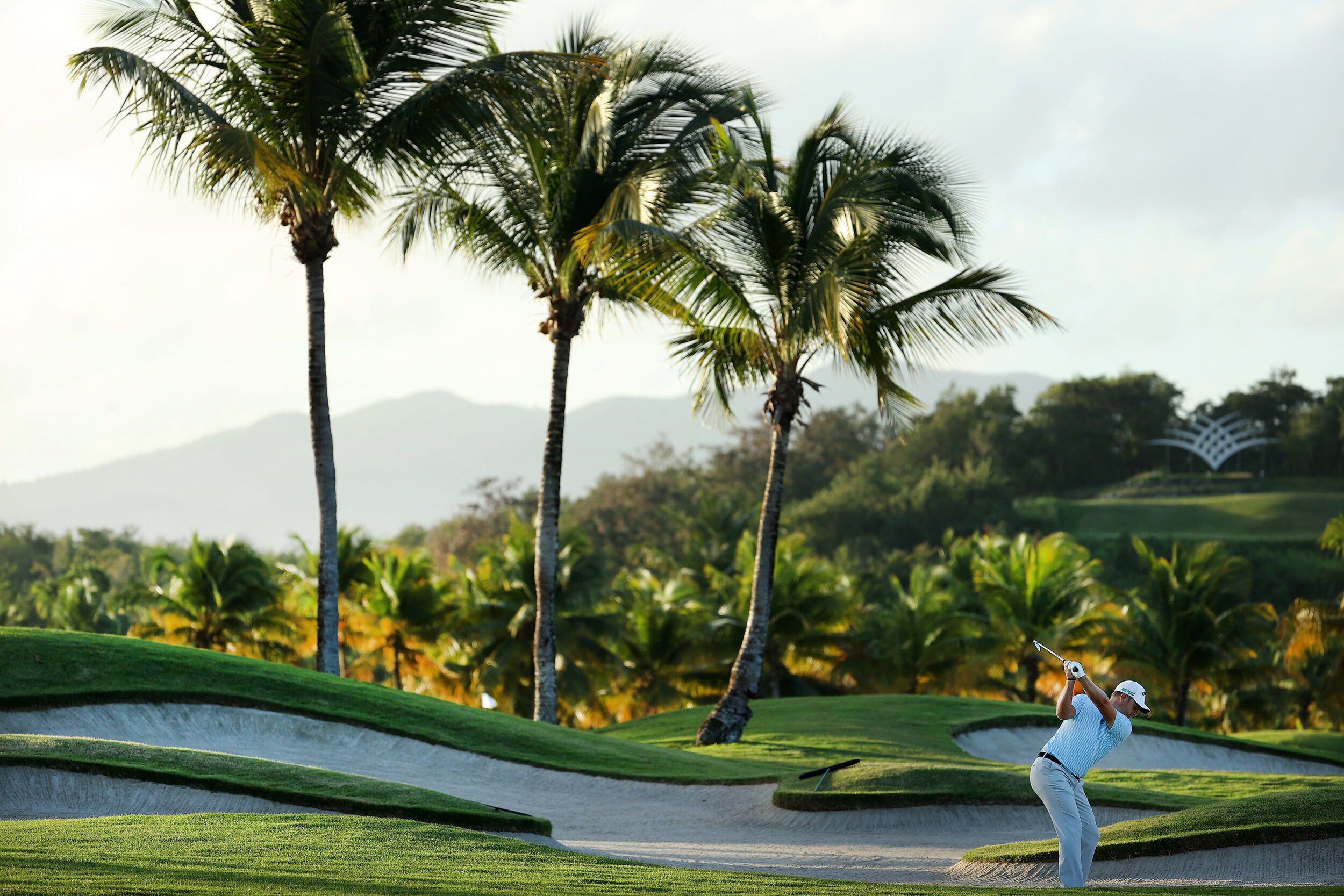  RIO GRANDE, PUERTO RICO - FEBRUARY 25: Tom Lewis of England plays his second shot on the first hole during the first round of the Puerto Rico Open at Grand Reserve Country Club on February 25, 2021 in Rio Grande, Puerto Rico. (Photo by Andy Lyons/Ge