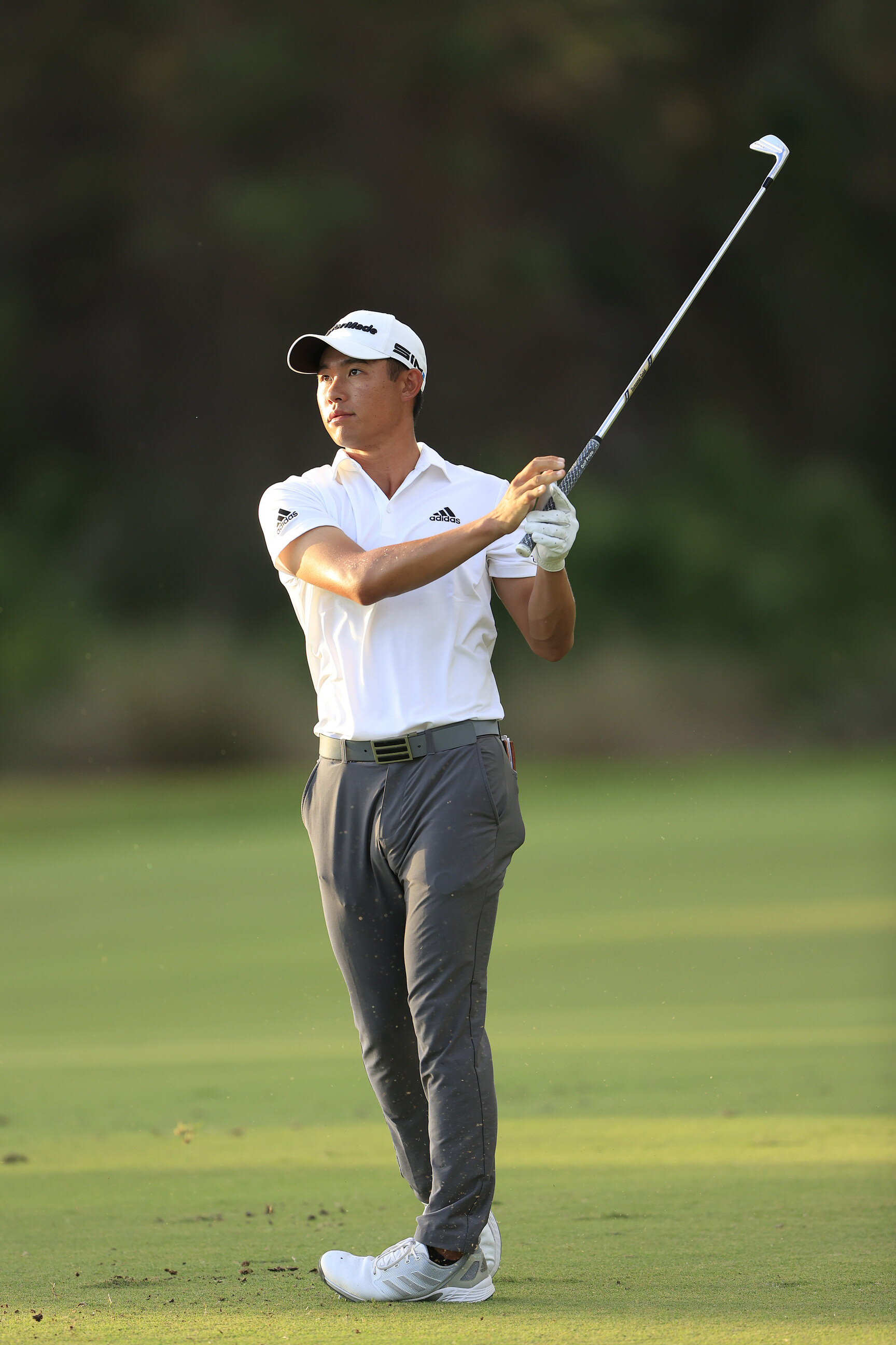  BRADENTON, FLORIDA - FEBRUARY 27: Collin Morikawa of the United States plays a shot on the 18th hole during the third round of the World Golf Championships-Workday Championship at The Concession on February 27, 2021 in Bradenton, Florida. (Photo by 
