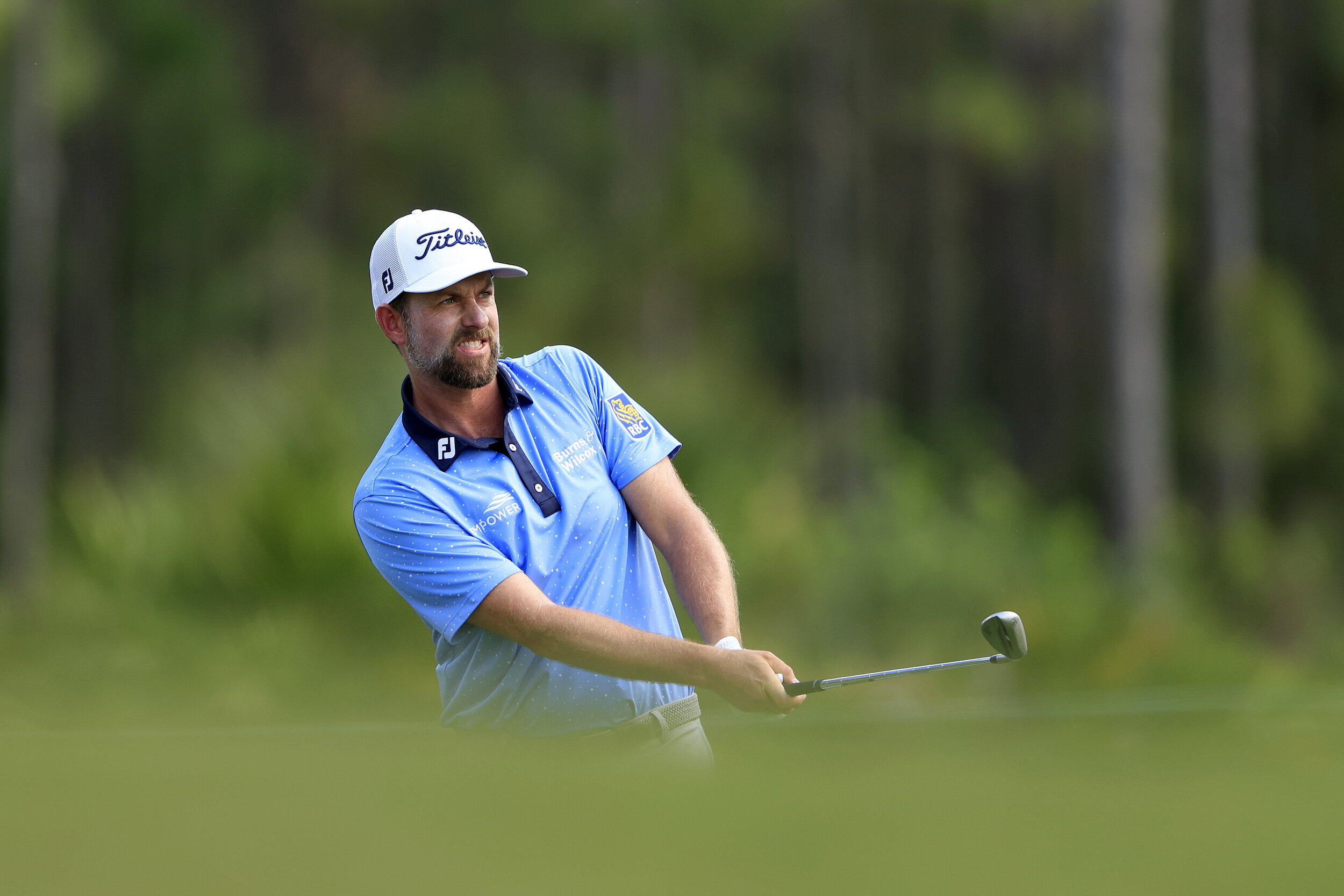  BRADENTON, FLORIDA - FEBRUARY 27: Webb Simpson of the United States watches his shot on the fifth hole during the third round of the World Golf Championships-Workday Championship at The Concession on February 27, 2021 in Bradenton, Florida. (Photo b