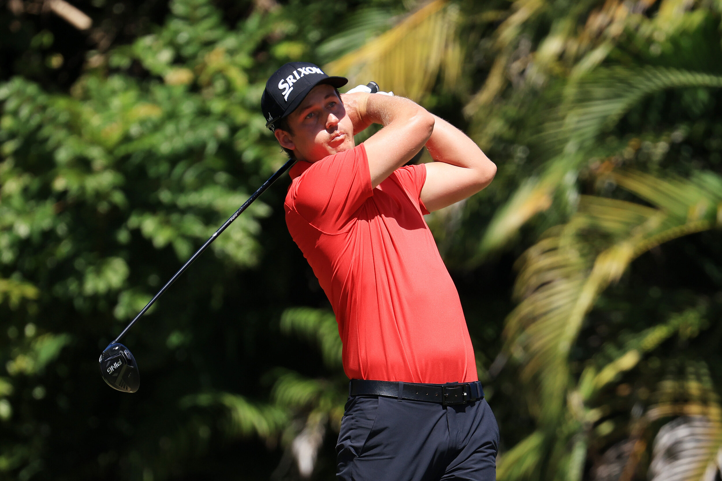  RIO GRANDE, PUERTO RICO - FEBRUARY 28:  Andrew Putnam of the United States plays his shot from the fourth tee during the final round of the Puerto Rico Open at the Grand Reserve Country Club on February 28, 2021 in Rio Grande, Puerto Rico. (Photo by