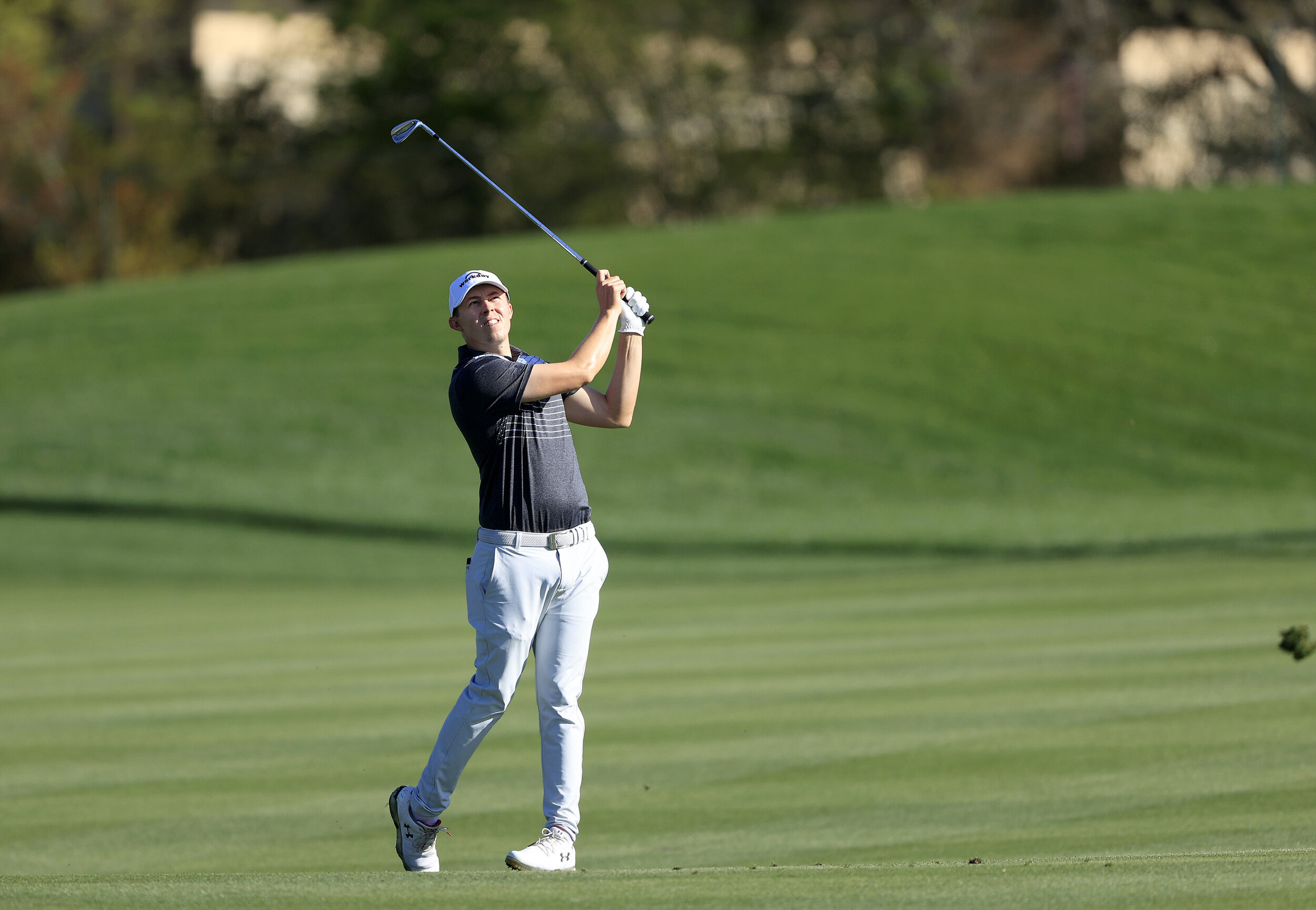  PONTE VEDRA BEACH, FLORIDA - MARCH 11: Matthew Fitzpatrick of England plays a shot on the fourth hole during the first round of THE PLAYERS Championship on THE PLAYERS Stadium Course at TPC Sawgrass on March 11, 2021 in Ponte Vedra Beach, Florida. (