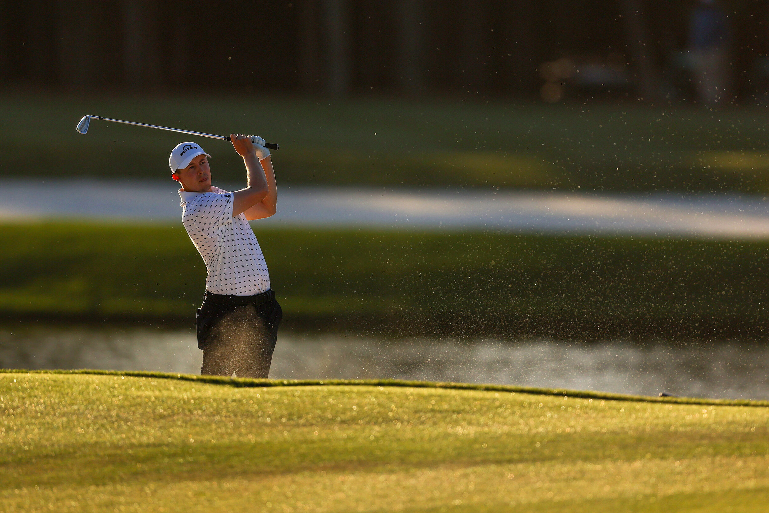  PONTE VEDRA BEACH, FLORIDA - MARCH 12: Matthew Fitzpatrick of England plays a shot on the seventh hole during the second round of THE PLAYERS Championship on THE PLAYERS Stadium Course at TPC Sawgrass on March 12, 2021 in Ponte Vedra Beach, Florida.