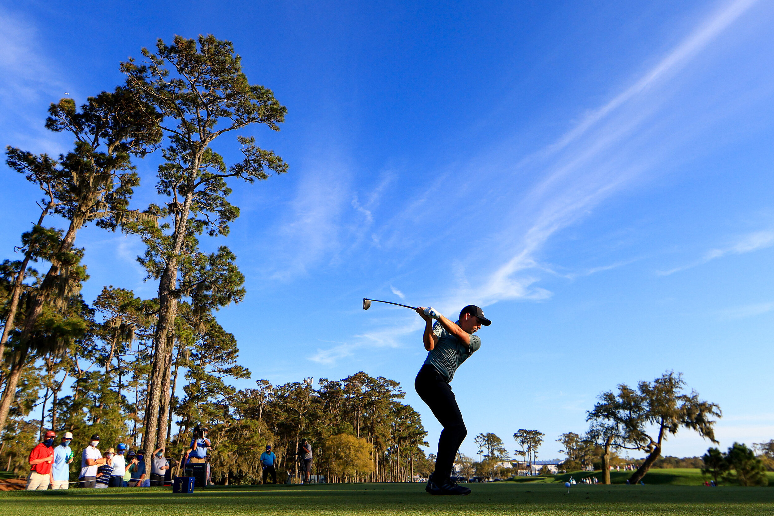  PONTE VEDRA BEACH, FLORIDA - MARCH 12: Sergio Garcia of Spain plays his shot from the 16th tee during the second round of THE PLAYERS Championship on THE PLAYERS Stadium Course at TPC Sawgrass on March 12, 2021 in Ponte Vedra Beach, Florida. (Photo 