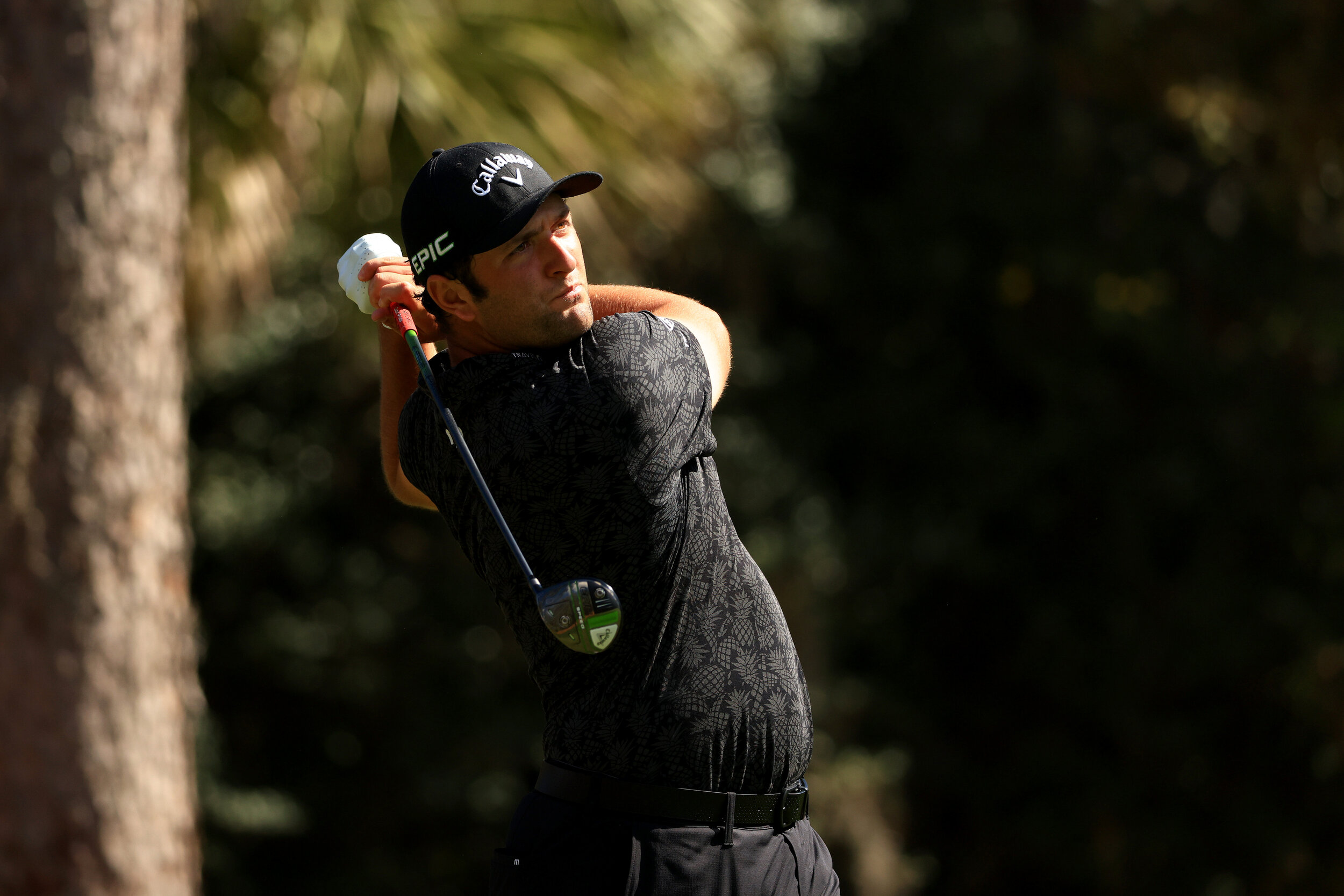  PONTE VEDRA BEACH, FLORIDA - MARCH 12: Jon Rahm of Spain plays his shot from the second tee during the second round of THE PLAYERS Championship on THE PLAYERS Stadium Course at TPC Sawgrass on March 12, 2021 in Ponte Vedra Beach, Florida. (Photo by 