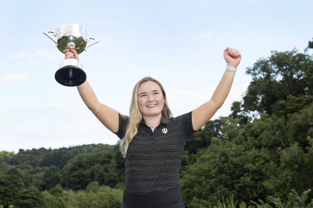 Killarney’s Valerie Clancy shows off the Hermitage Ladies Scratch Cup. Picture: Meabh Fitzpatrick for Coalesce