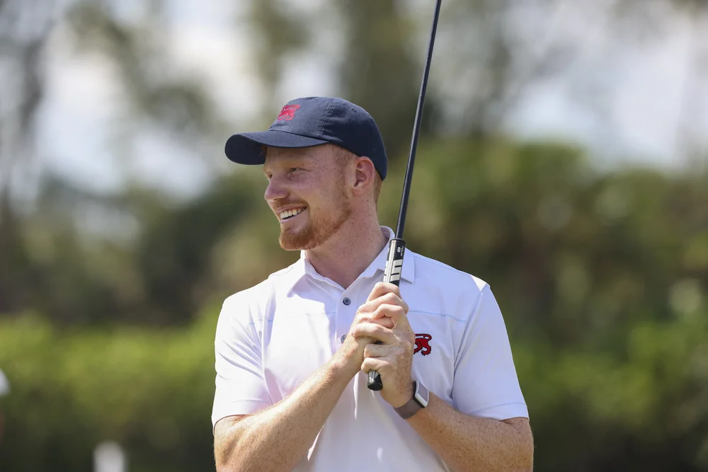 John Murphy watches his putt during a practice round at the 2021 Walker Cup at Seminole Golf Club in Juno Beach, Fla. on Friday, May 7, 2021. (Scott Halleran/USGA)