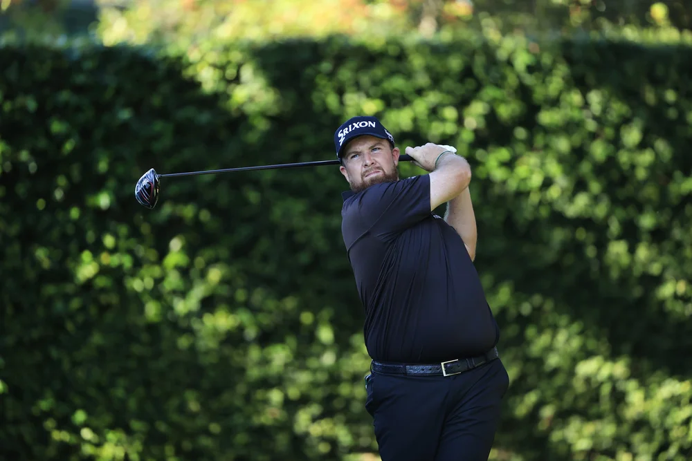 hane Lowry of Ireland plays his stroke from the No. 2 tee during Round 2 of the Masters at Augusta National Golf Club, Friday, November 13, 2020.