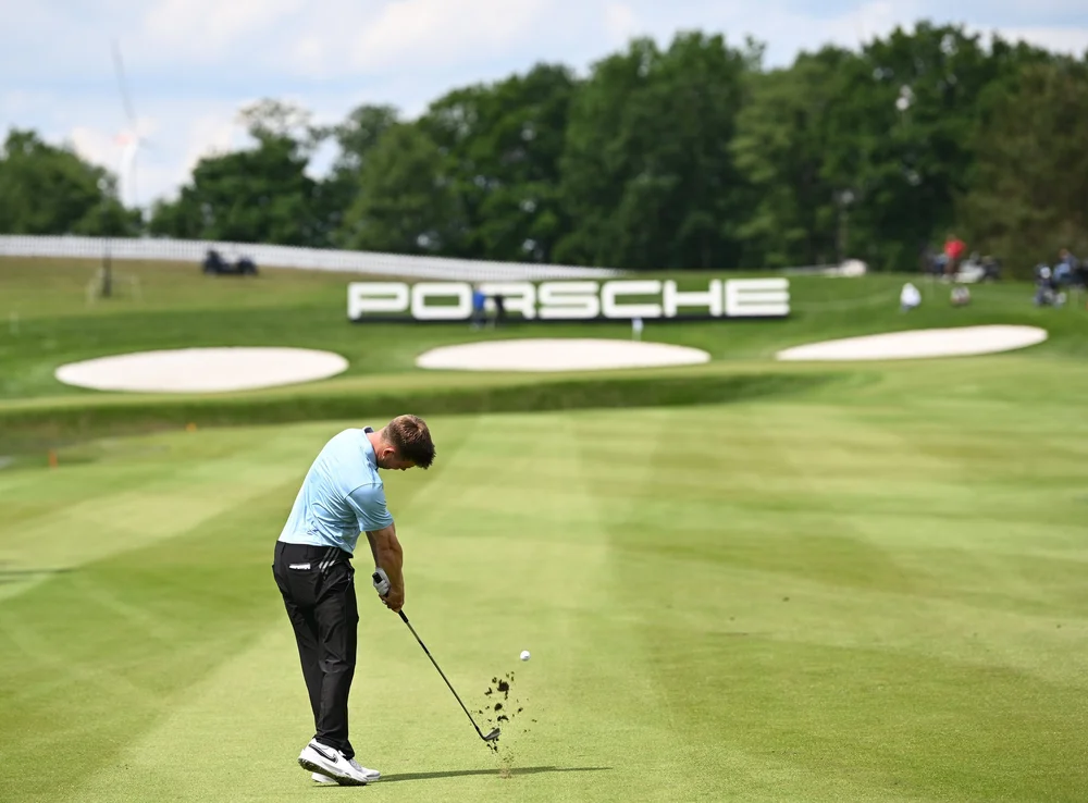 HAMBURG, GERMANY - MAY 31: Kipp Popert  of England plays a shot during the G4D, Golf 4 Disabled  event prior to the Porsche European Open at Green Eagle Golf Course on May 31, 2022 in Hamburg, Germany. (Photo by Stuart Franklin/Getty Images)