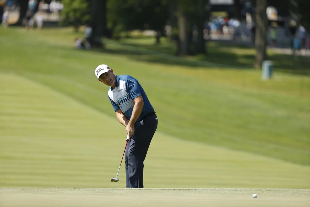 Padraig Harrington putts on the second hole during the final round at the 2022 U.S. Senior Open at Saucon Valley C.C. (Old Course) in Bethlehem, Pa. on Sunday, June 26, 2022. (Chris Keane/USGA)