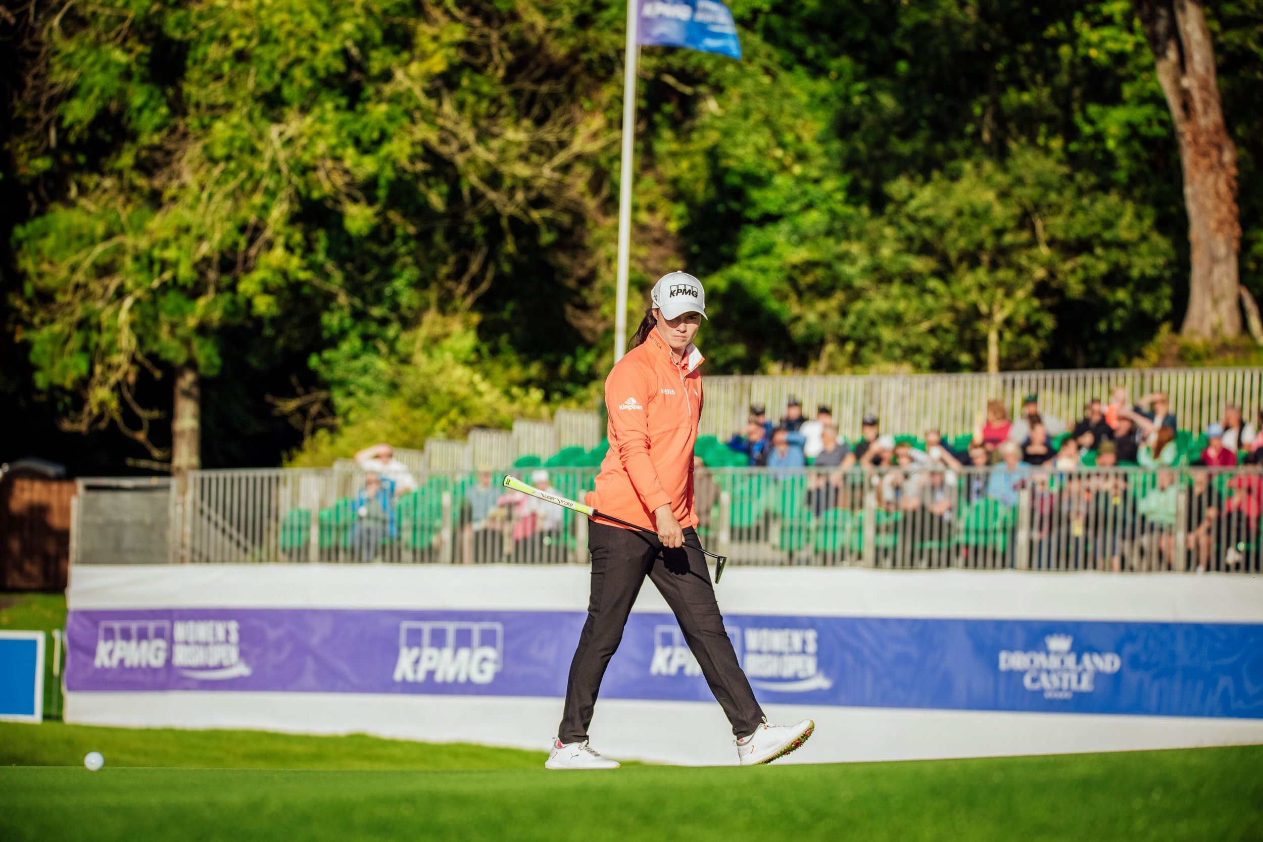  No Repro FeeLeona Maguire pictured playing the 18th hole on her opening round of the KPMG Women's Irish Open in Dromoland Castle Golf Club, Newmarket On Fergus, Clare today.Pic. Brian Arthur 