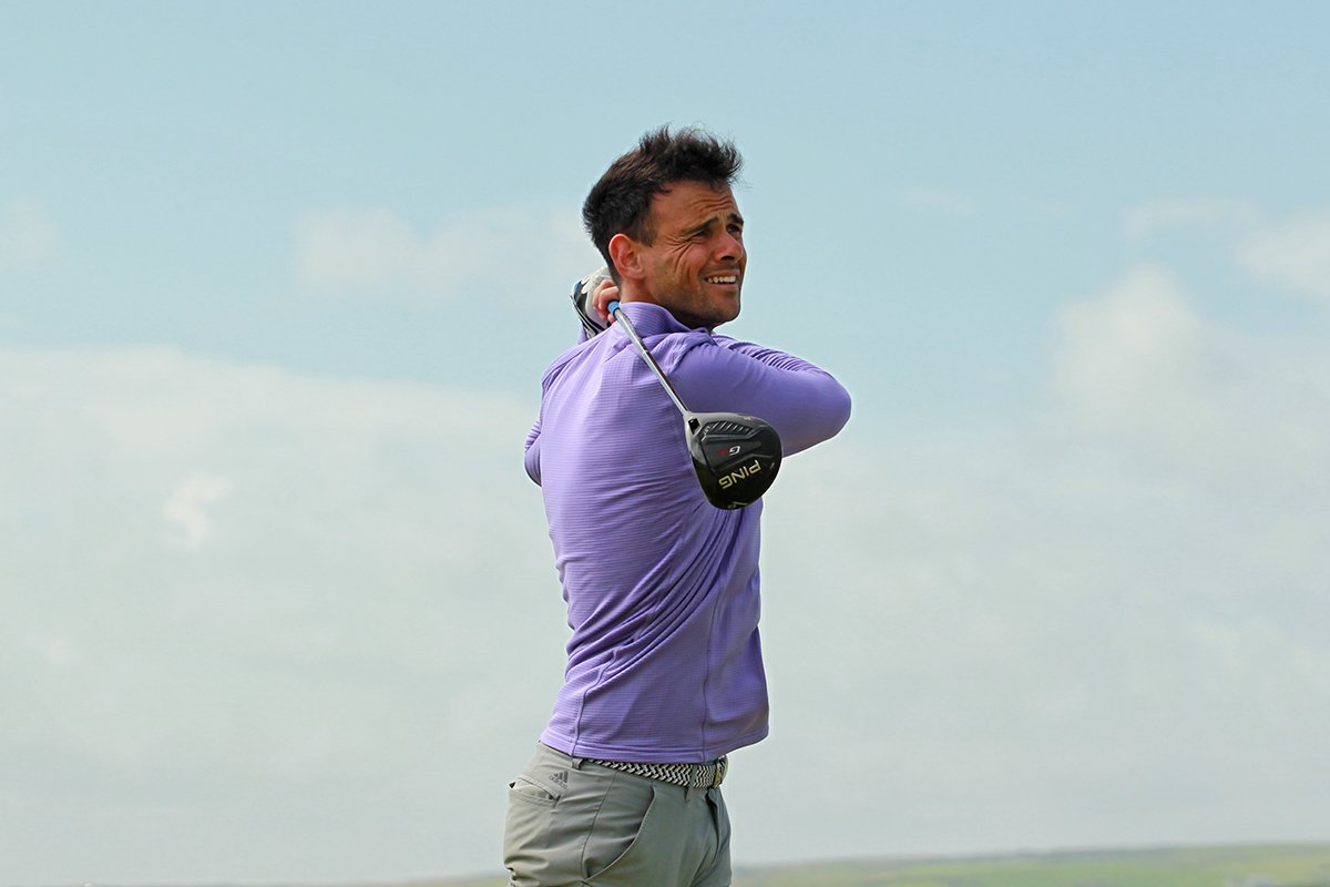  Paul Coughlan (Castleknock) tees off during the quarter-finals of the Pierse Motors-sponsored South of Ireland Championship at Lahinch Golf Club. Picture: Niall O'Shea 