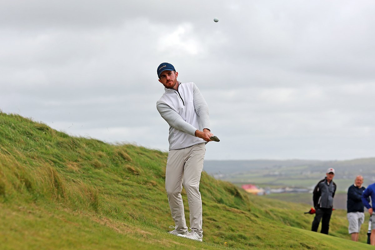  Jack Hearn (Tramore) tees off during the quarter-finals of the Pierse Motors-sponsored South of Ireland Championship at Lahinch Golf Club. Picture: Niall O'Shea 