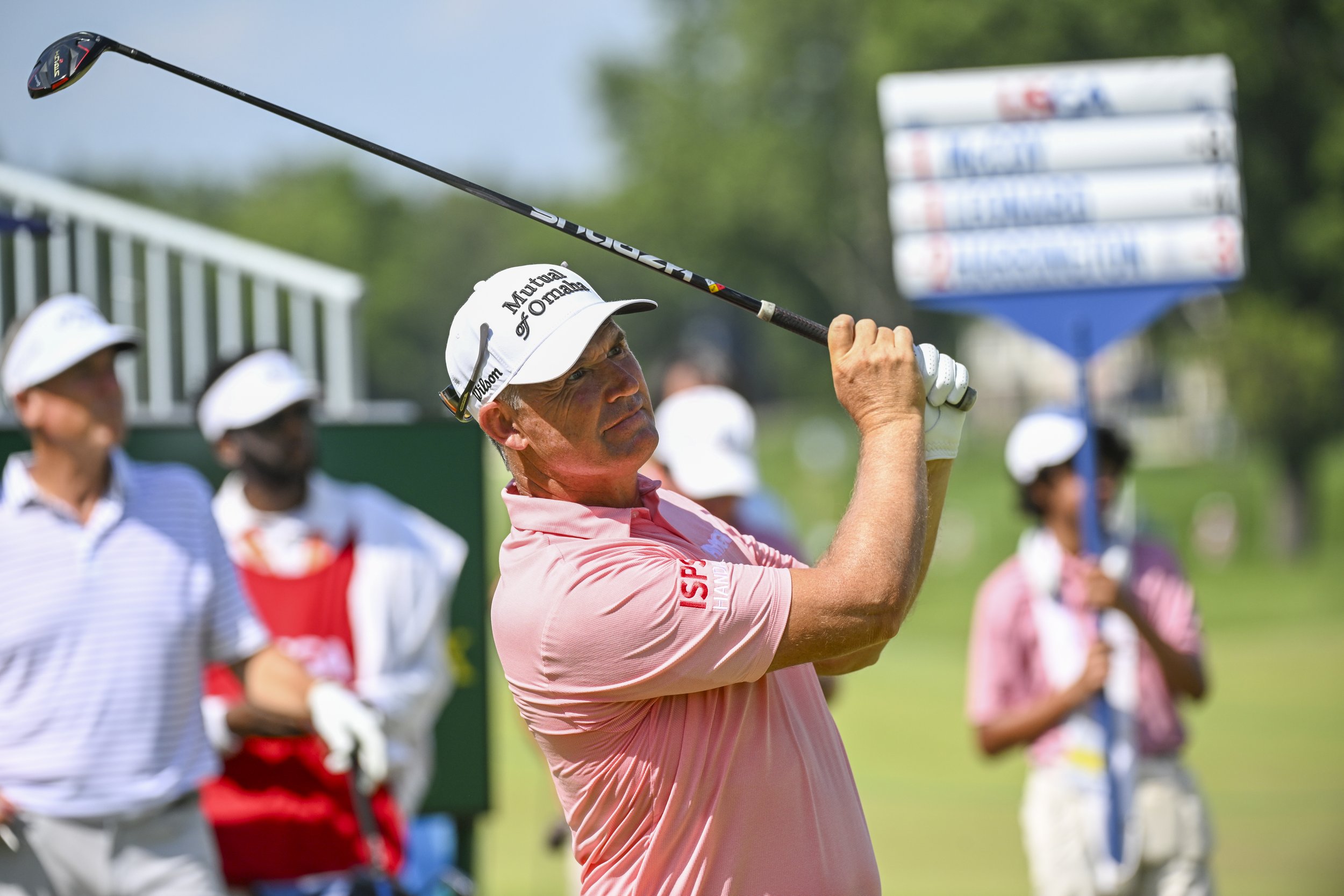 Harrington lurking just two shots off lead in US Senior Open defence
