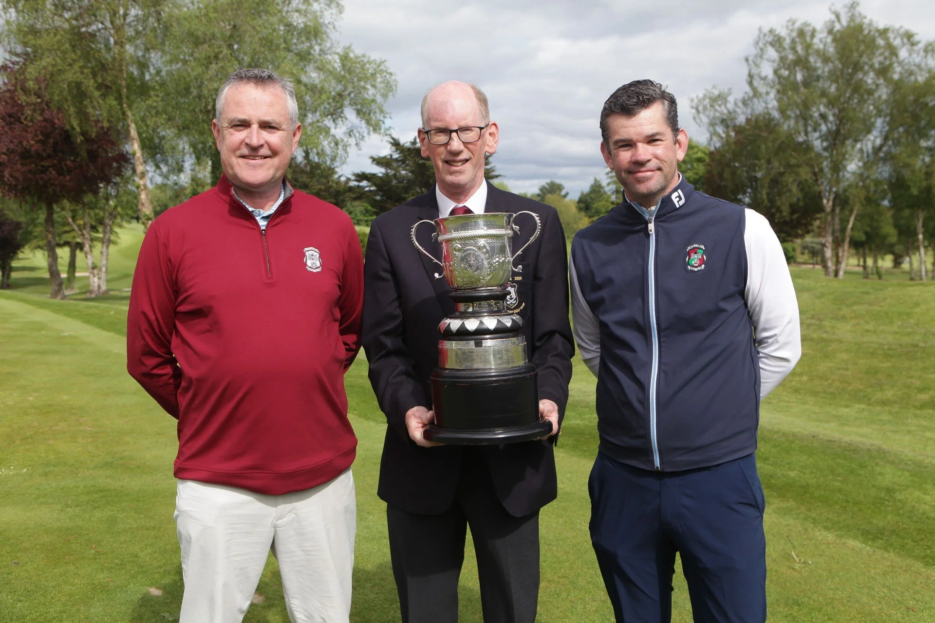 Liam McDonnell, Organising Committee, Mr. Denis O’Leary, 2026 Men’s Club Captain, Castletroy GC, and Gary Howie, PGA Golf Professional, officially launch the 2026 Castletroy Senior Scratch Cup, sponsored by Trade Electric Group.