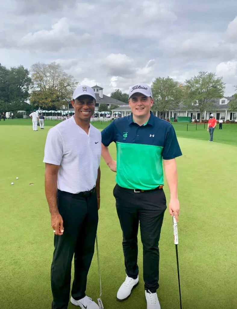 Tiger Woods and James Sugrue at the 2020 Masters