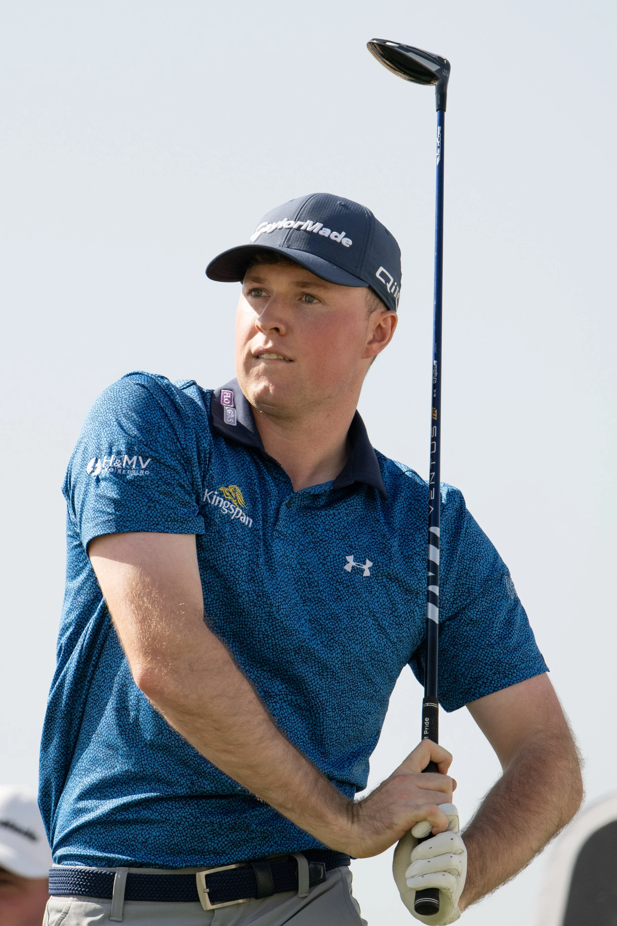 Mark Power watches his shot from the 18th tee during the first round of LIV Golf Promotions at the Riyadh Golf Club on Thursday, Dec. 12, 2024 in Riyadh, Saudi Arabia. (Photo by Montana Pritchard/LIV Golf)