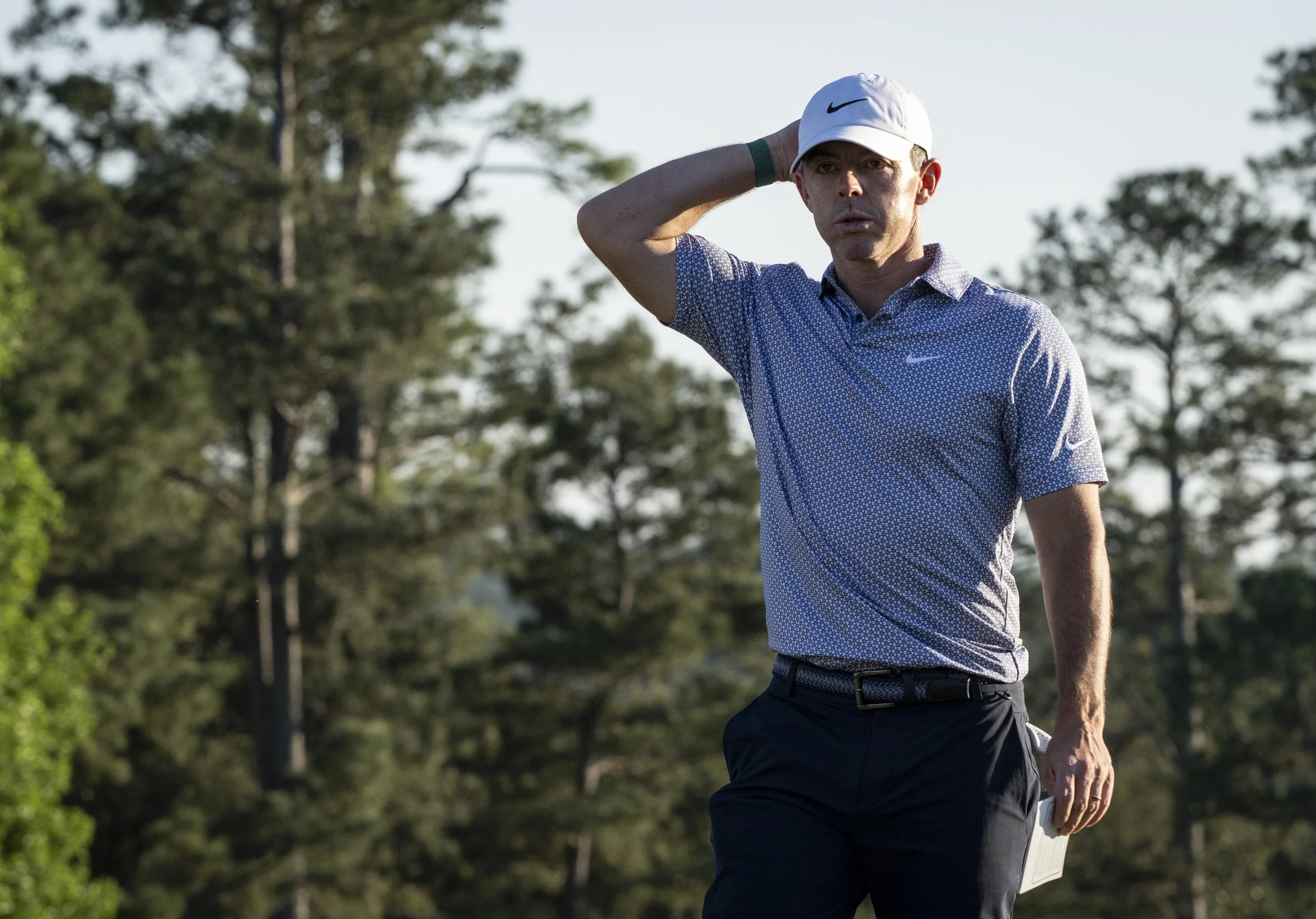 Masters champion Rory McIlroy of Northern Ireland walks from No. 18 after completing the third round of the Masters at Augusta National Golf Club, Saturday, April 11, 2026.