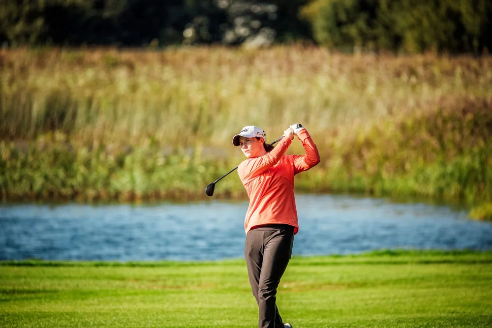 Leona Maguire pictured playing the 18th hole on her opening round of the KPMG Women's Irish Open in Dromoland Castle Golf Club, Newmarket On Fergus, Clare.  Pic. Brian Arthur