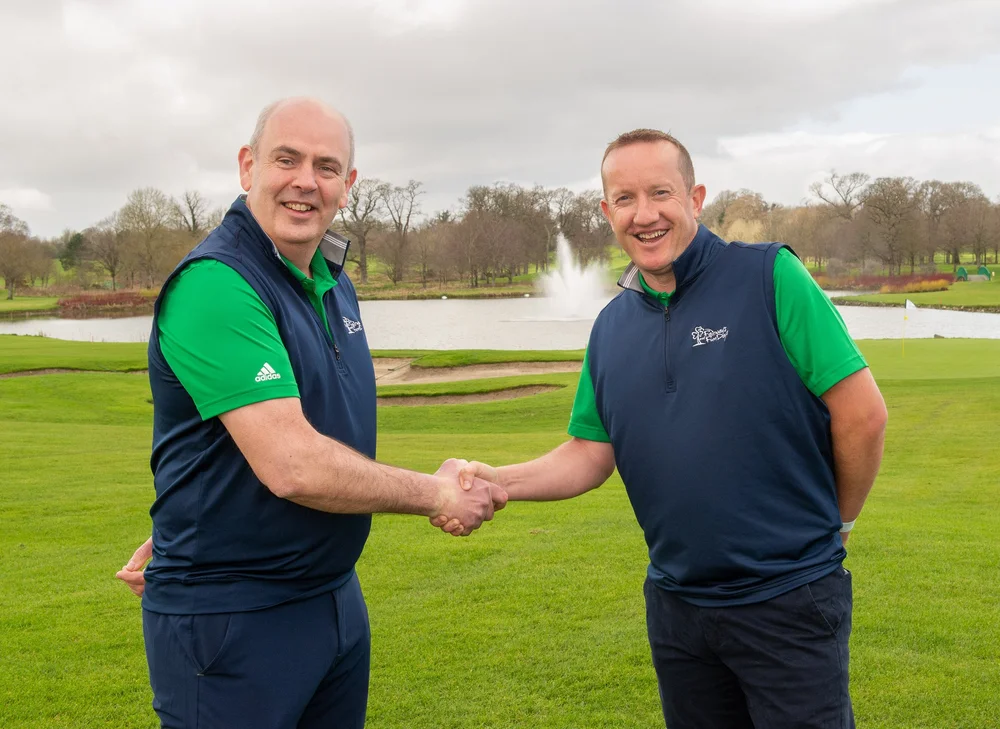 Joe O’Carroll, director at Fairways and Fundays, welcomes new ambassador Harry Ewing to the team