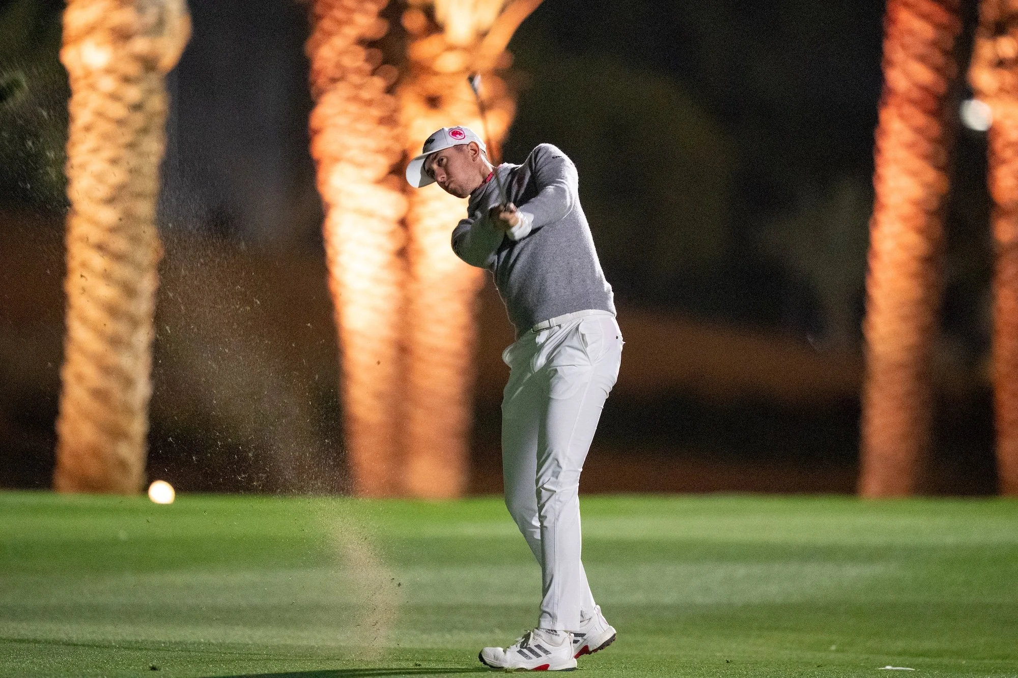 om McKibbin of Legion XIII hits his shot from the 18th fairway during the third round of the LIV Golf Riyadh at Riyadh Golf Club on Friday, February 06, 2026 in Riyadh, Saudi Arabia. (Photo by Pedro Salado/LIV Golf)